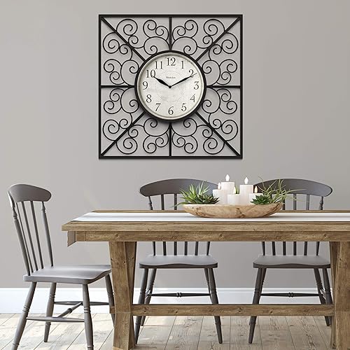 Miniatura 6 de Westclox Reloj de pared negro y dorado de 20 pulgadas con detalles elegantes, diseño decorativo moderno y cara grande fácil de leer, funciona con