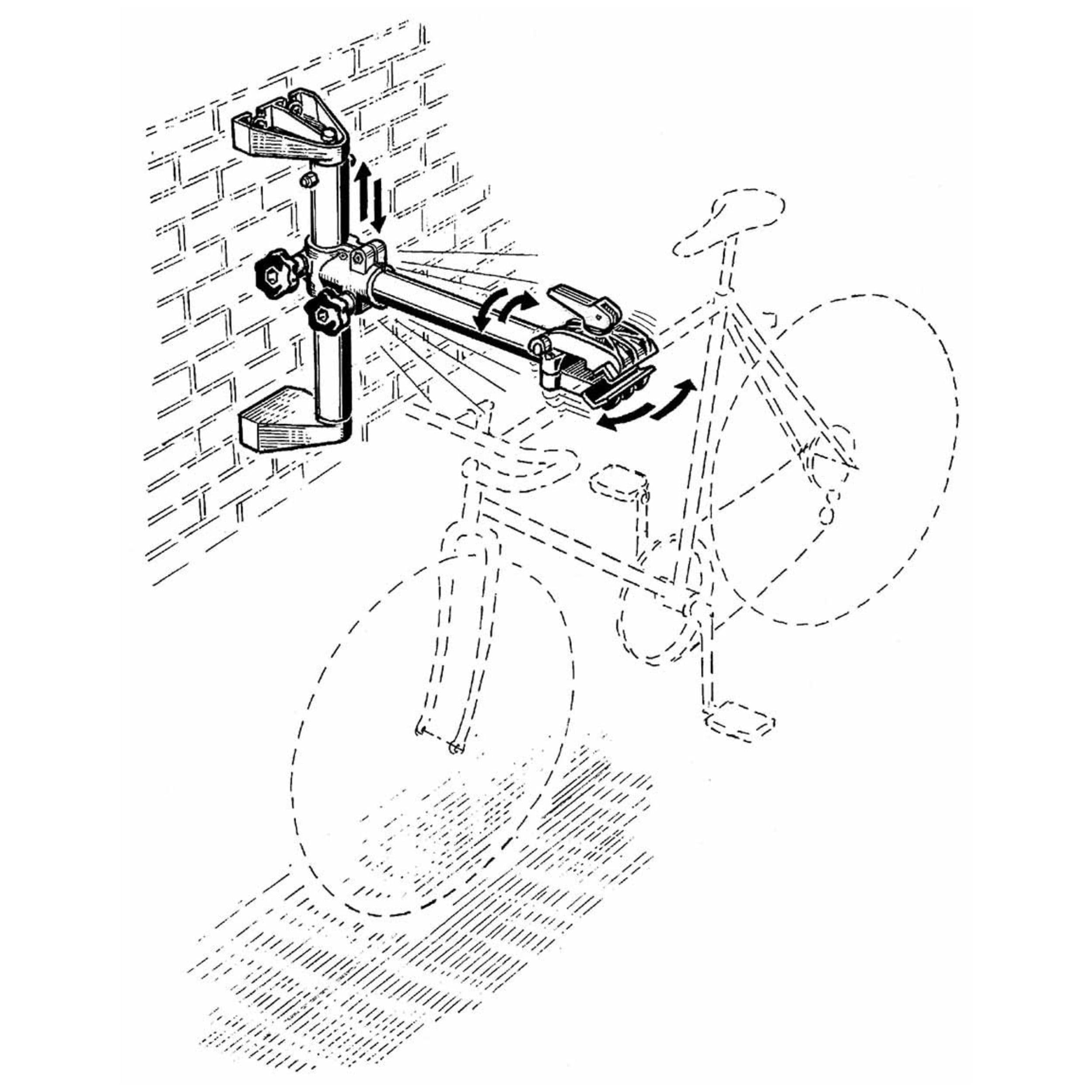 Andrys Cavalletto Manutenzione Bici da Parete - Supporto Bici da Muro con Regolazione Verticale e Rotazione a 360 Gradi - Portata Massima 18kg - Alluminio e Plastica Resistente con Viti Incluse