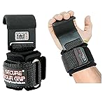 Weight Lifting Metal Hooks Heavy Duty PRO Lifting Wrist Straps Deadlift Straps Power Lifting Grips Gym Gloves Men & Women (Flat Black 2 Hooks, MEN-Wrist Size Large)