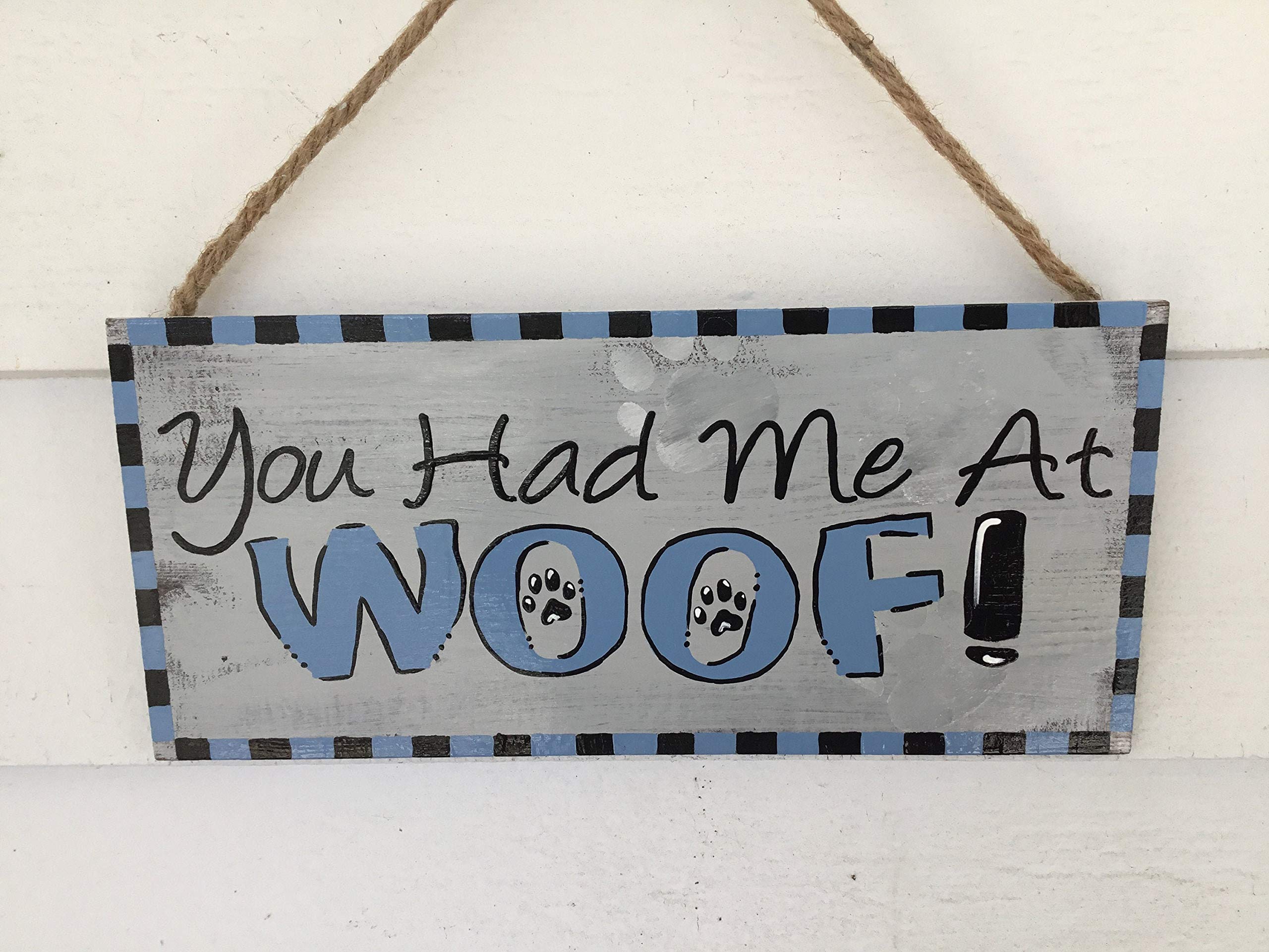 88NIUHULU 12"x 5" WOOF Sign, Dog Door Hanger, Dog Door Sign, Dog Sign, Cute Dog Sign, Funny Dog Sign, Had me at WOOF Sign, Dog Decor, Funny Dog Door Hanger