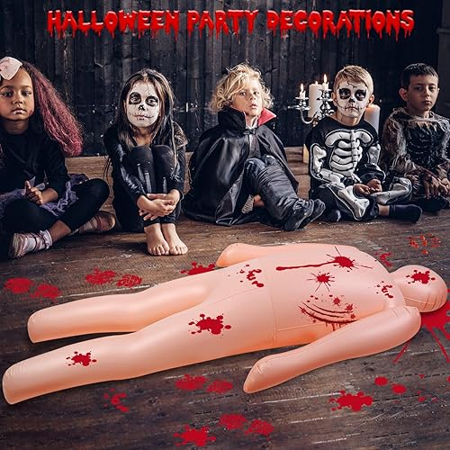 Miniatura 7 de Decoración de Halloween para víctimas muertas, accesorios de casa embrujada de Halloween de 60 pulgadas, cadáver falso aterrador en bolsa colgando