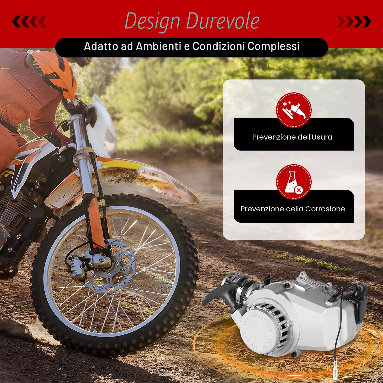 Motore a due tempi da 49 CC, motore singolo cilindro completo con serbatoio del carburante, mini motore, raffreddamento forzato per Pocket Quad Dirt Bike