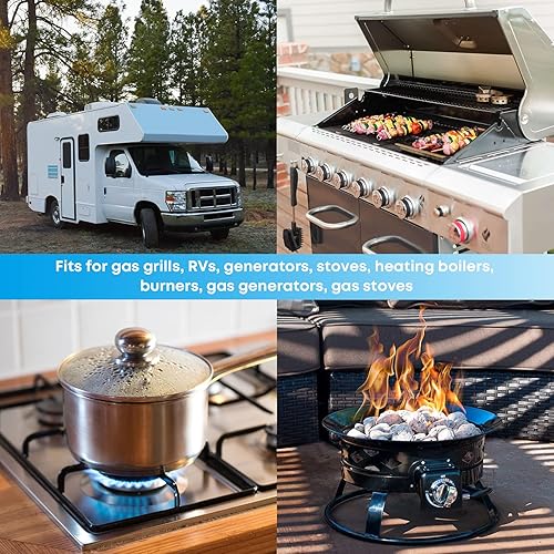 Miniatura 7 de Stanbroil Regulador horizontal de propano de dos etapas con calibre, estándar 38 hembra NPT y QCC1, ideal para parrilla de gas, RV, calentador de