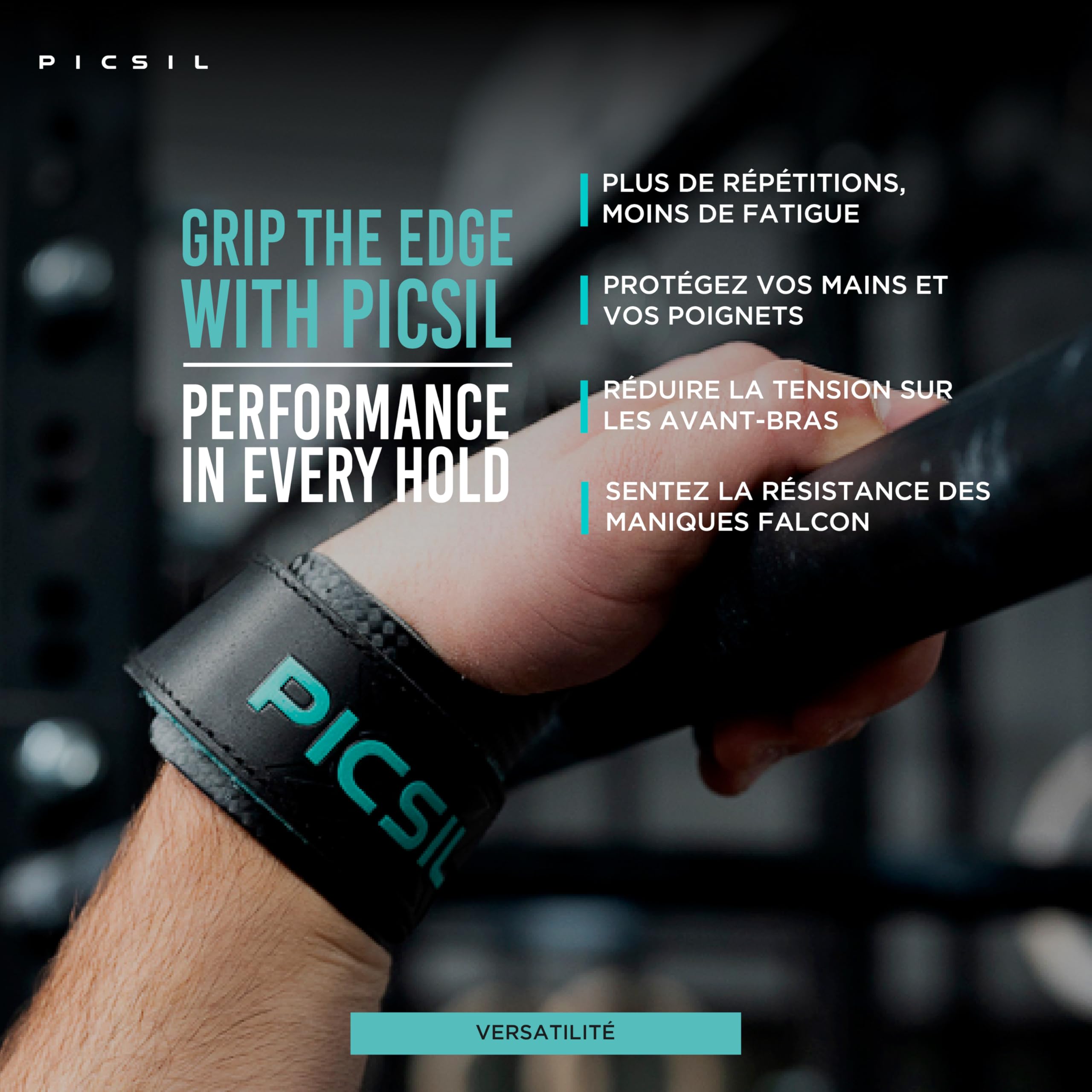 PICSIL - Maniques Falcon, Grips Professionnels en Fibre de Carbone, Utilisation avec Magnésie, Protection Main pour Cross Training, Calisthenics et Fitness