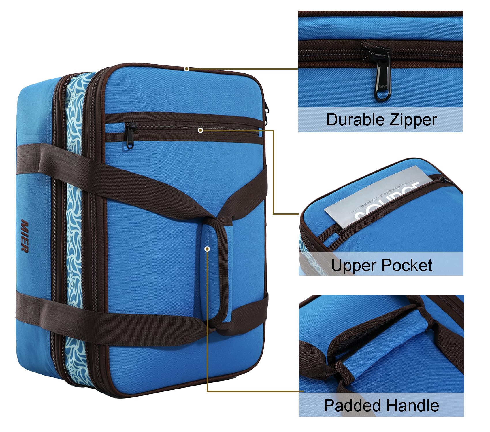MIER Bolsa de transporte de doble cacerola térmica para equipaje de lasaña, fiestas de comida, picnic, playa, se adapta a platos de hornear de 9 x 13 pulgadas, cacerola, expandible por cremallera