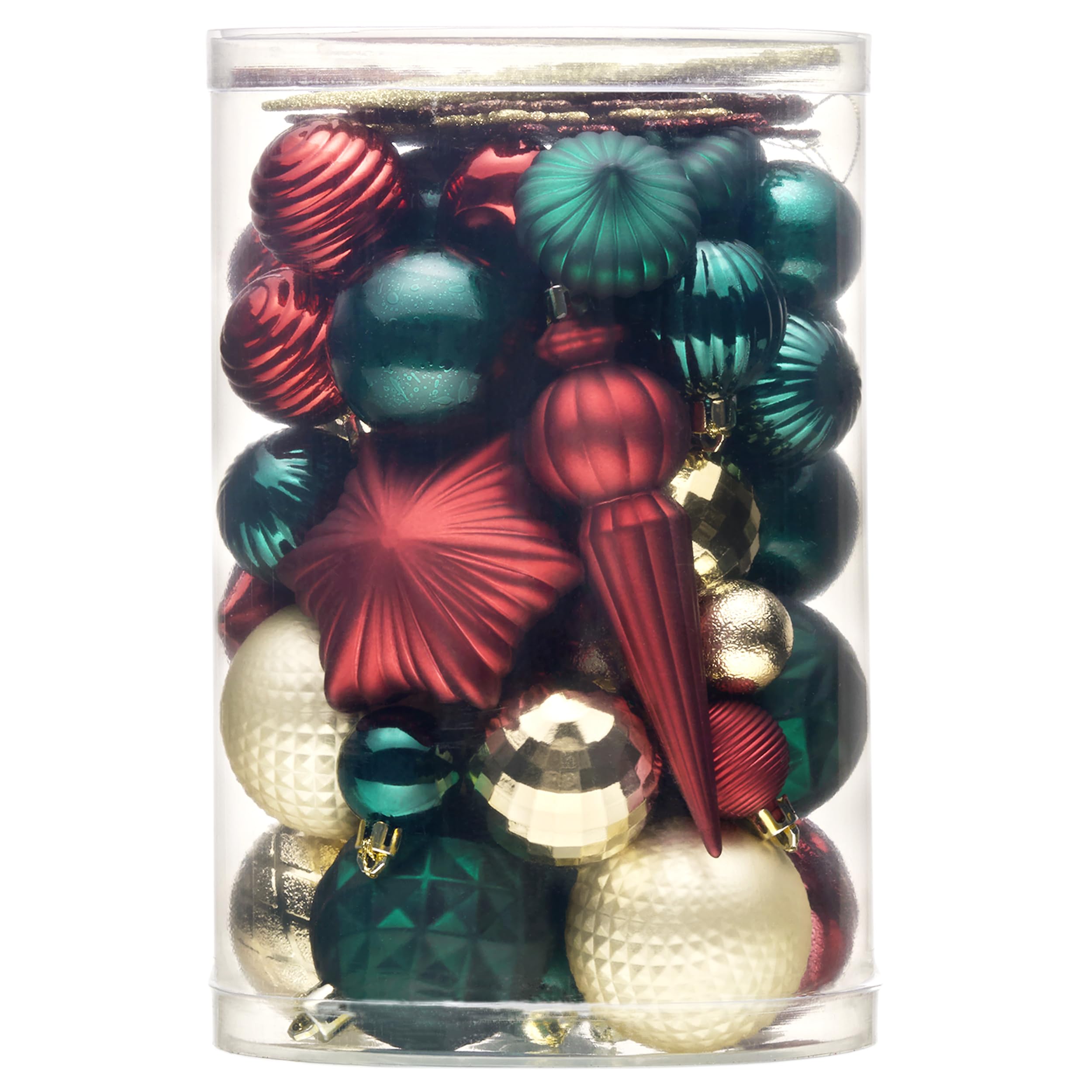Valery Madelyn Lot de 60 boules de Noël incassables pour sapin de Noël, vert, doré et rouge