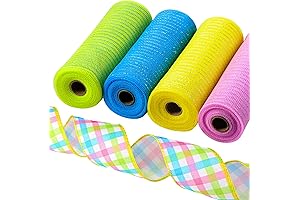 Unittype 5 Rolls Easter Mesh Ribbon Kit for Wreaths