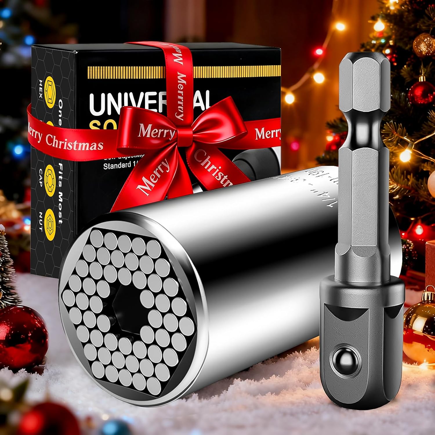 Fathers Day Dad Gifts from Daughter Son Wife,Universal Socket Tool Set with Power Drill Adapter,Super Universal Socket Tools (7-19mm) - Fits Standard 1/4''-3/4'',Gifts for Men Boyfriend Husband