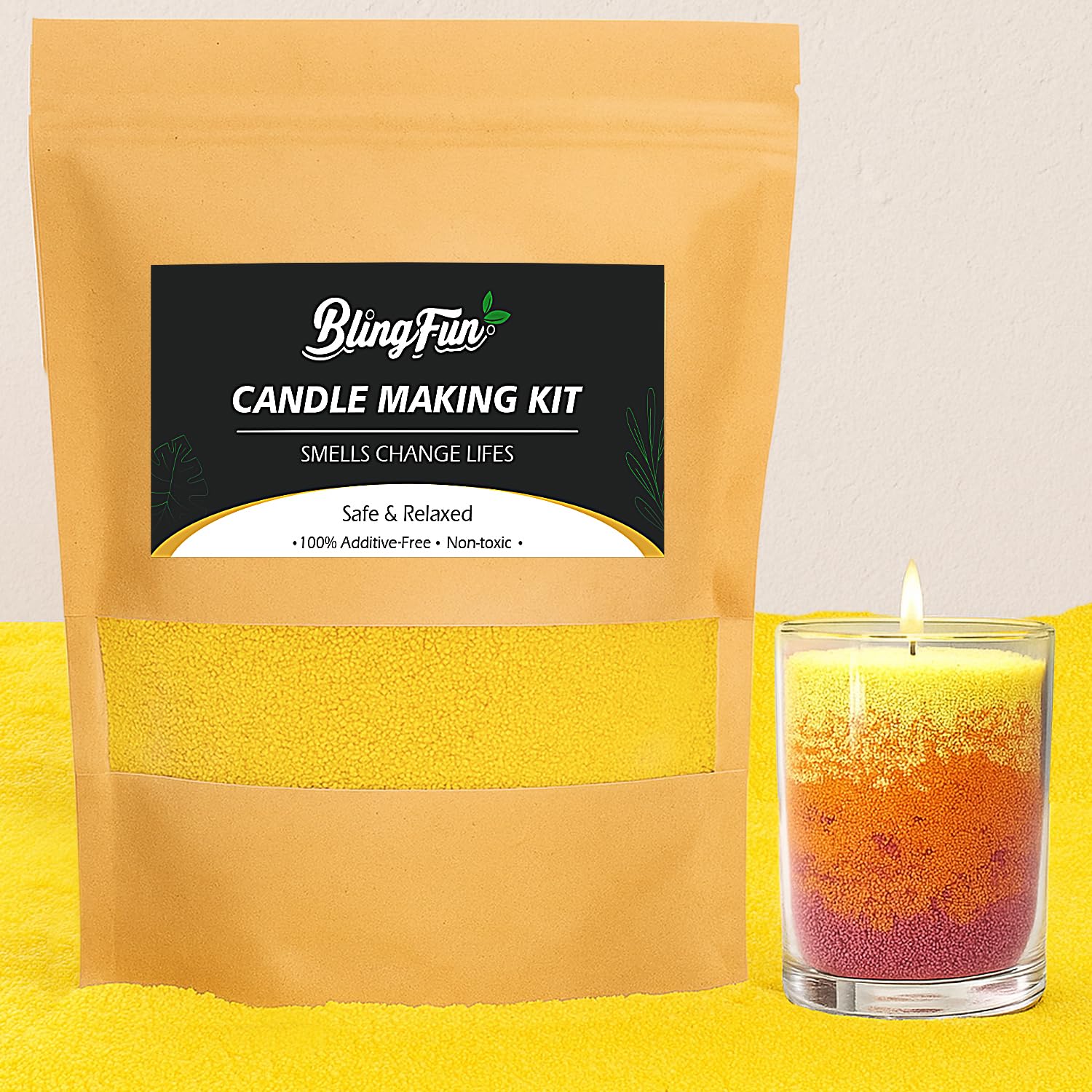 Cire de sable jaune pour bougies de Noël et tables de mariage