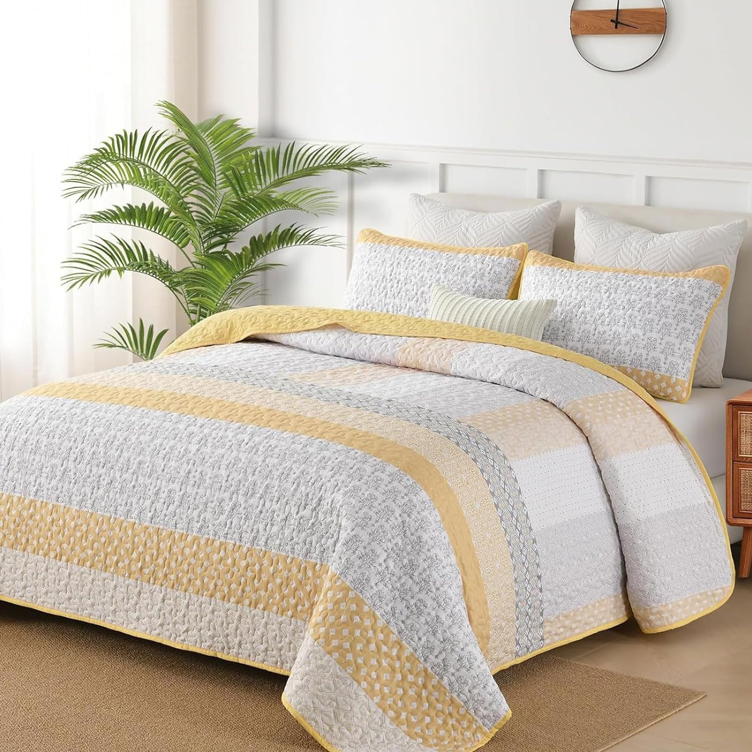 WONGS BEDDING Twin Quilt Bedding Set 2 Piece, 68"x 86",Yellow