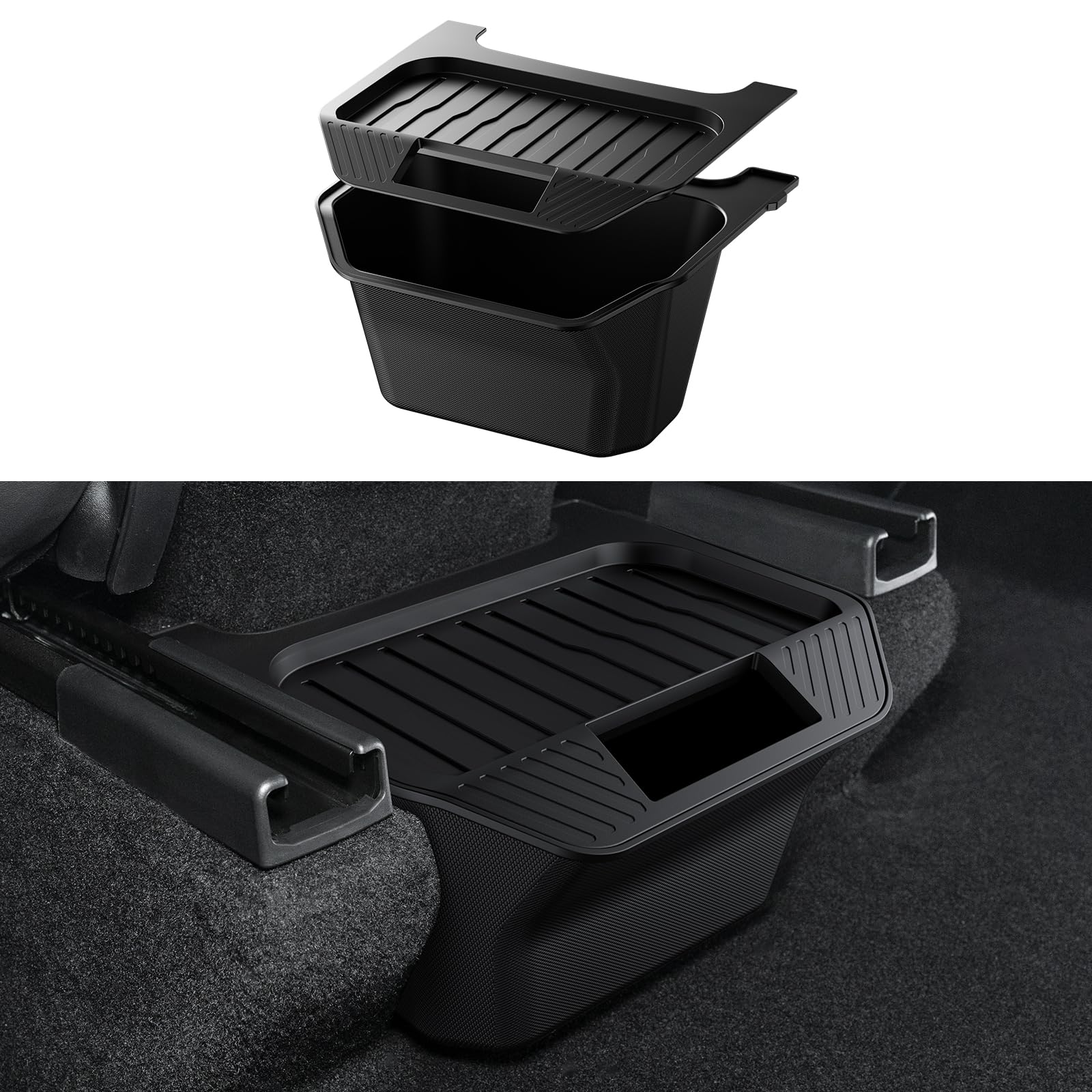 Motrobe Tesla Model Y Juniper Rear Center Console Trash Can/Storage Box, Anti-Slip Lid, 2025/2026 Standard/Premium/Performance