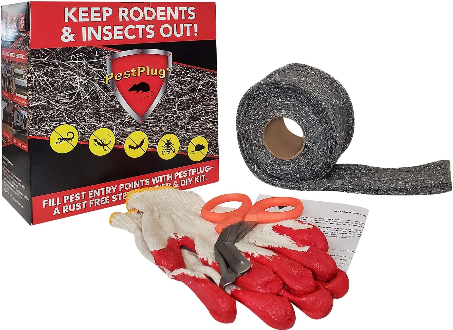Pestplug 4" X 10' Long, 100% Stainless Steel Wool