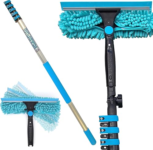 Escobilla de mango largo IGADPole de 20 pies kit profesional de limpieza de ventanas con poste de extensión de aluminio de 24 pies, adecuado para disponible en Yaxa Peru