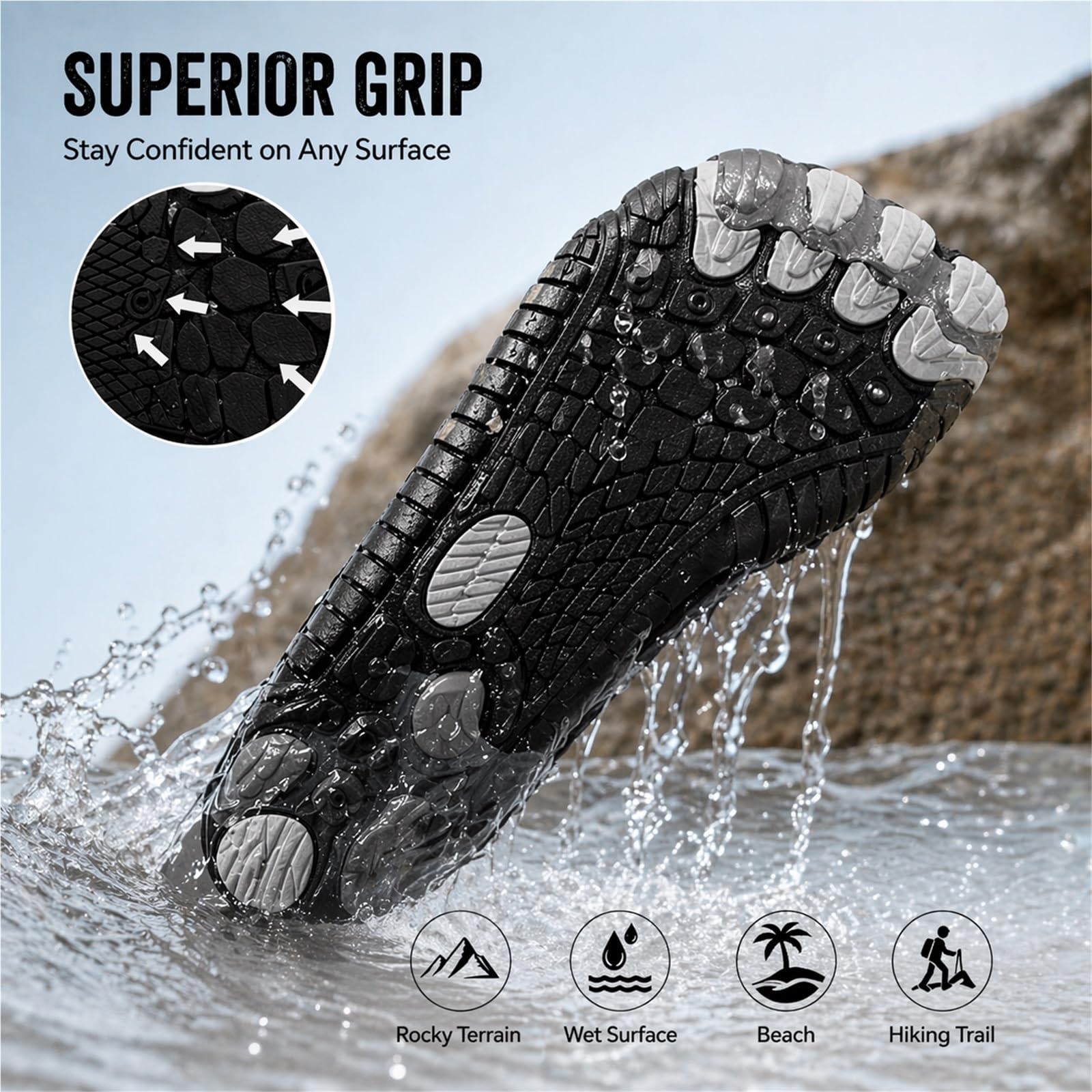 Scarpe Barefoot Uomo Donna, Leggere Antiscivolo con Rame, Scarpe Acquatiche Asciugatura Rapida per Spiaggia, Trekking, Fitness, Corsa e Uso Quotidiano