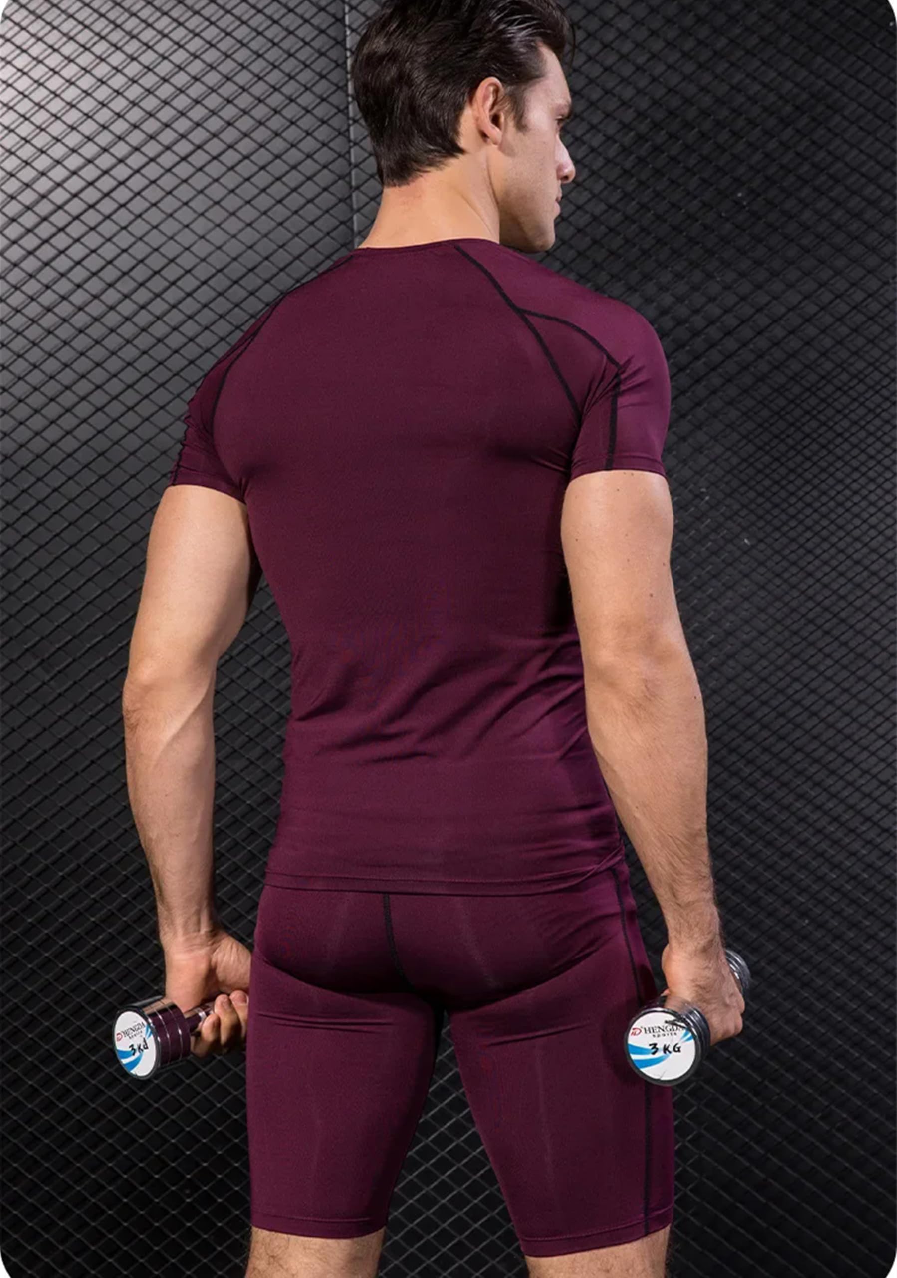 SANANG Ensemble de Compression Homme 2 Pièces - T-Shirt Respirant et Legging Sportif à Séchage Rapide pour Fitness, Course à Pied, Gym