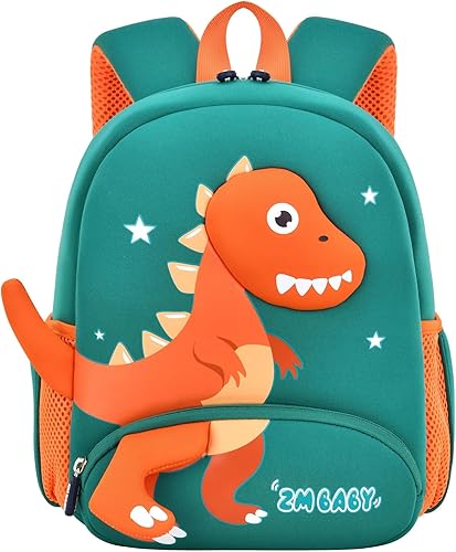 PXLVR Mochila infantil para niños de 3 a 6 años, mochila de jardín de infantes de dinosaurio para niños y niñas, mochila preescolar, Verde1, Classic