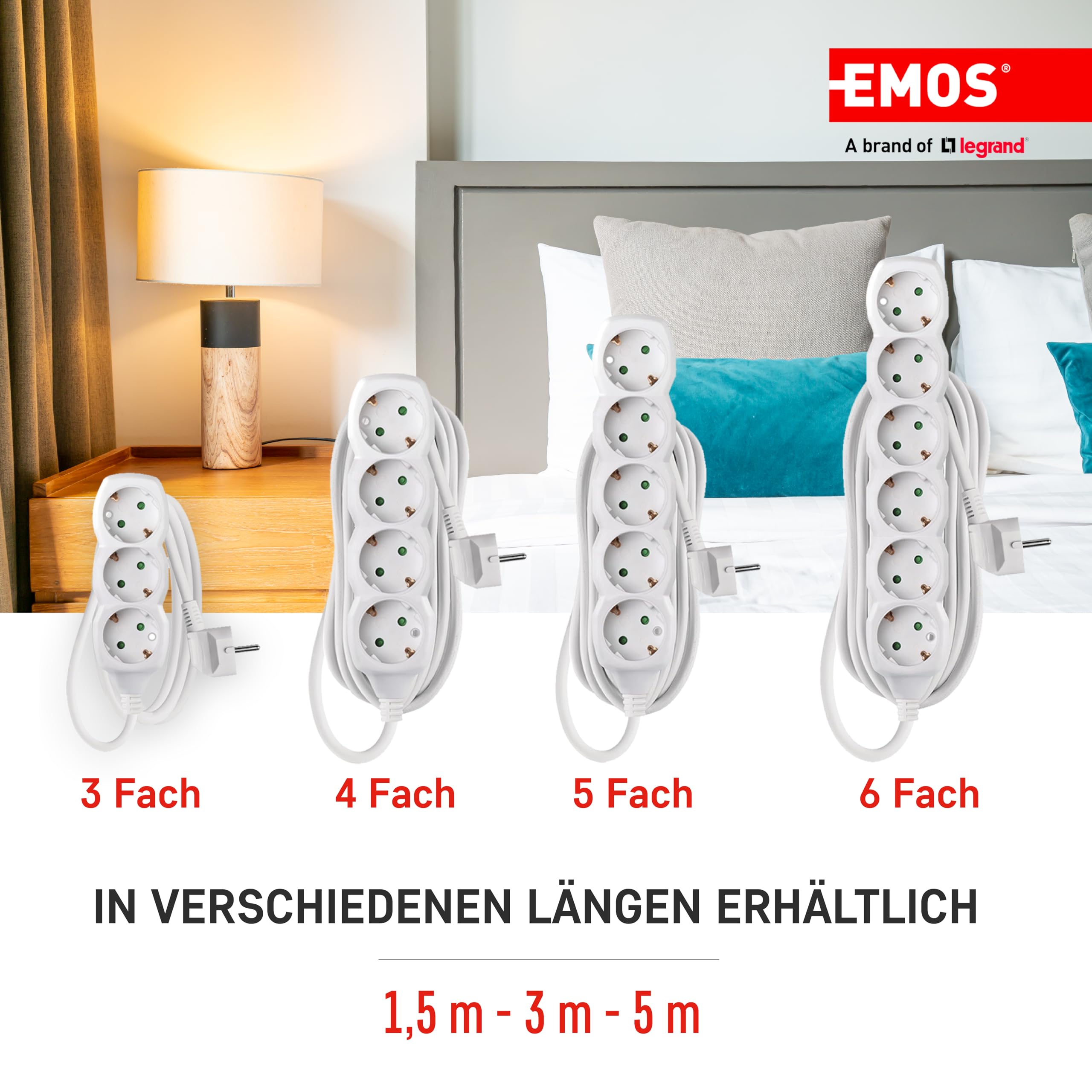 P0321R Bloc Multiprise 3 Prises 1,5 M Avec Câble Rotatif 45