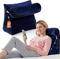Vista 10 de Cheer Collection Almohada de cuña de lectura, almohada de lectura de cuña ajustable con soporte para el cuello, almohada de respaldo rellena