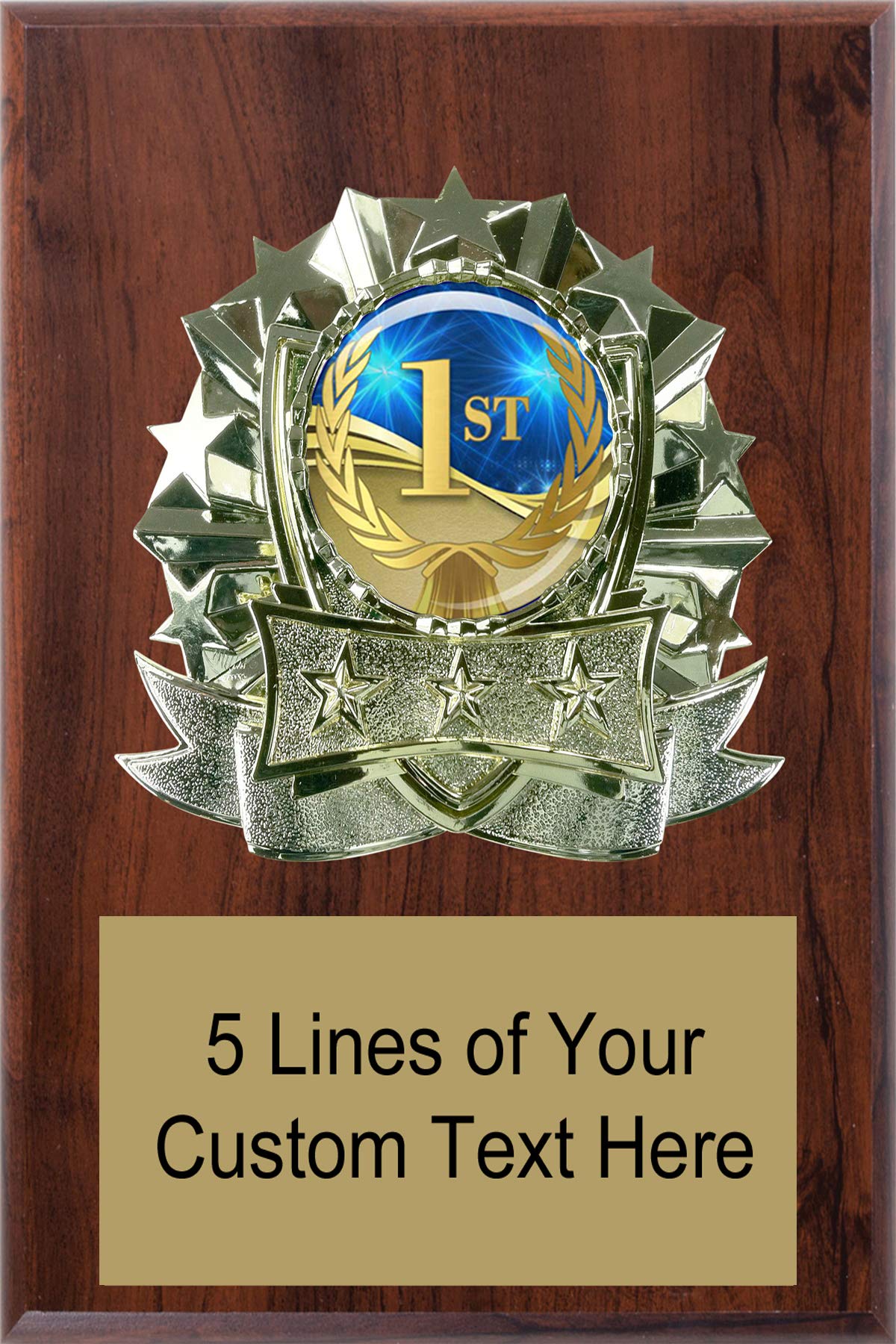 Express Medals 6 x 8 Cherry Finish Wood 1st Place Plaque Trophy Award with Up to 5 Lines of Free Engraving