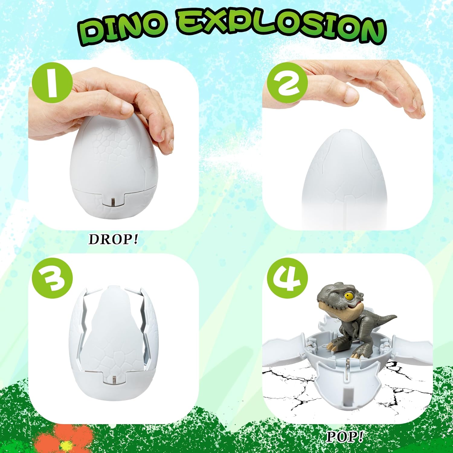 3-Pack Mystery Dino Hatching Eggs – Hatching Dinosaur Eggs Toys Birthday Gifts for Boys 3 4 5 6 7 8 Kids Gifts for Grandkids, Easter Basket Stuffer