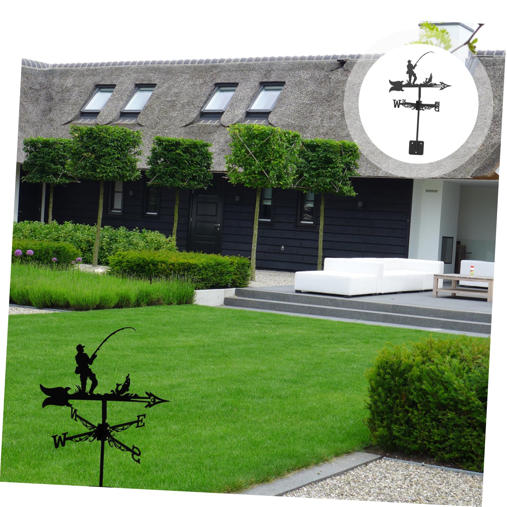 TOYANDONA Girouette de Pêcheur Indicateur de Direction du Vent pour Toit Terrasse et Jardin Décoration Extérieure