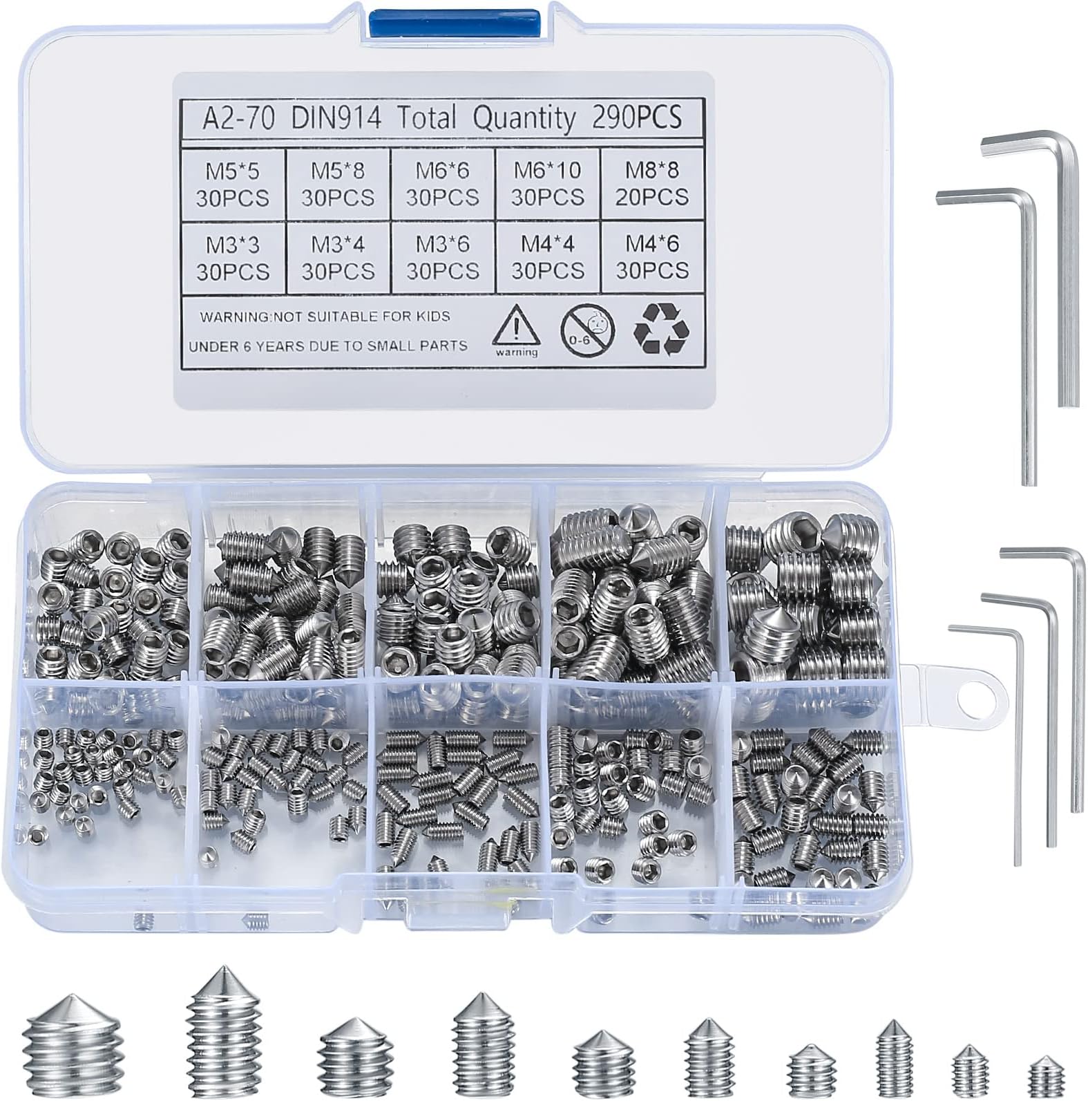 Grub Screws Metric Thread (Mixed 40 PACK) A2 Stainless Steel 10 X M3,M4