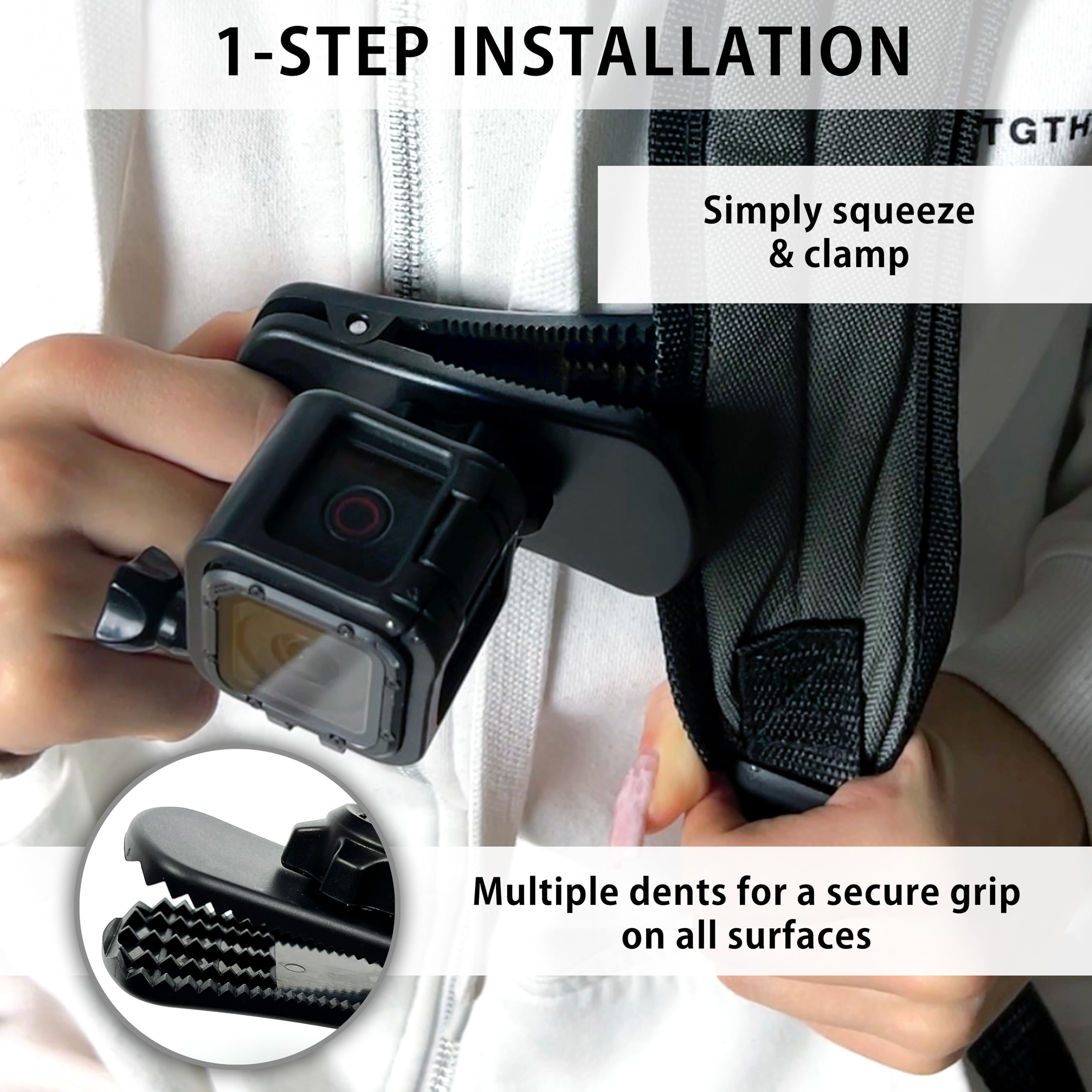 Supporto A Clip Rapido Per Zaino 360° – Morsetto A Coccodrillo Per Action Cam GoPro, DJI Osmo Action E Simili, BC-2
