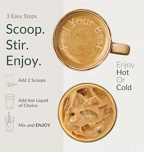 Miniatura 5 de BIOptimizers Alternativa al café de hongos Bebida de caramelo salado Melena de león, Chaga, Reishi + péptidos de colágeno para concentración