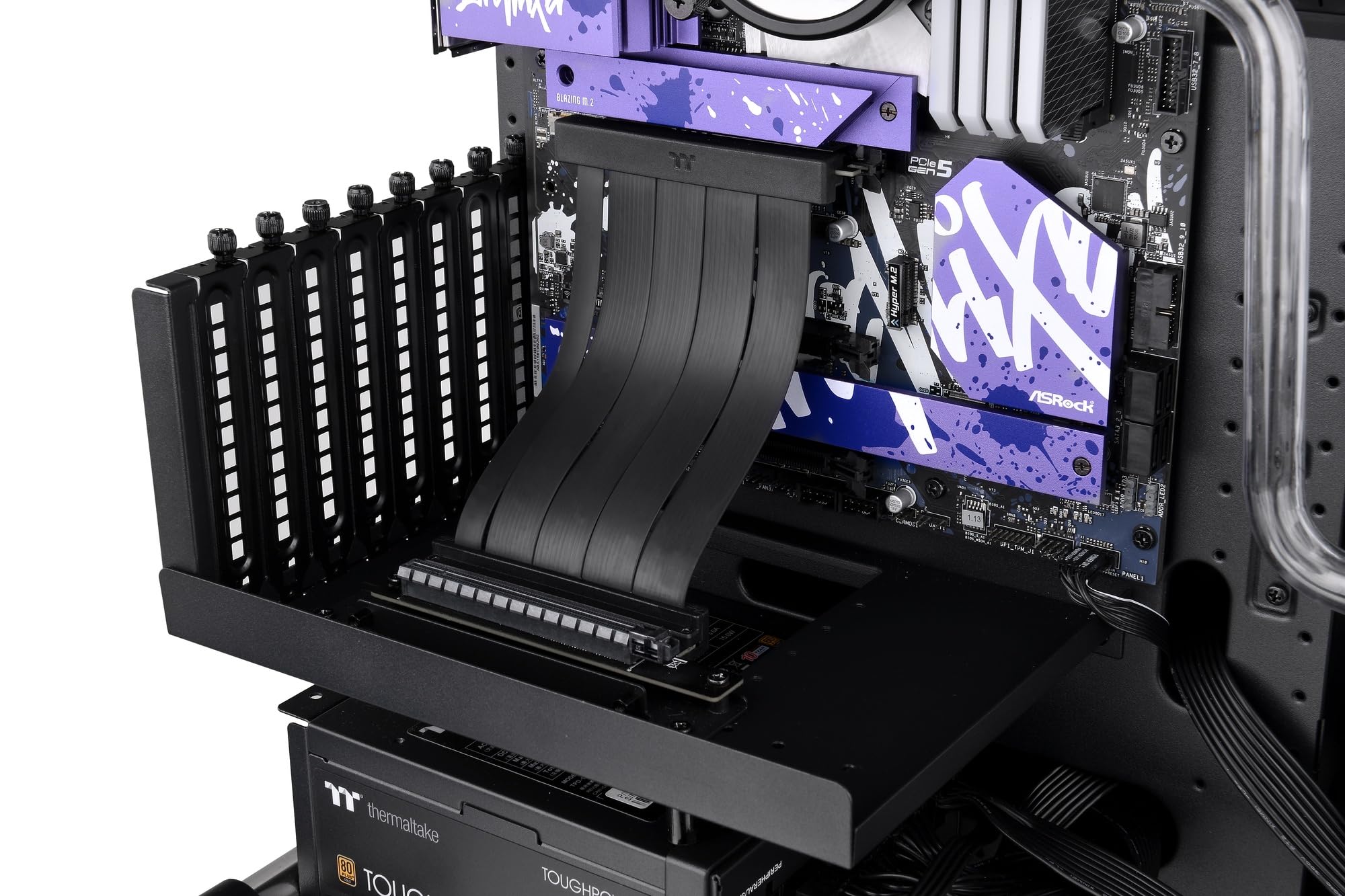 Thermaltake PCI-E 4.0 Dual 90 Degree Riser Cable | 130mm | Black