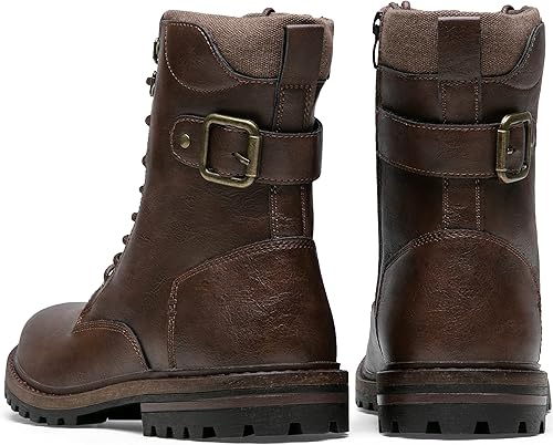 Vista 7 de Jousen Botas para hombres Vestido casual Retro con cordones Botas de motocicleta Marrón