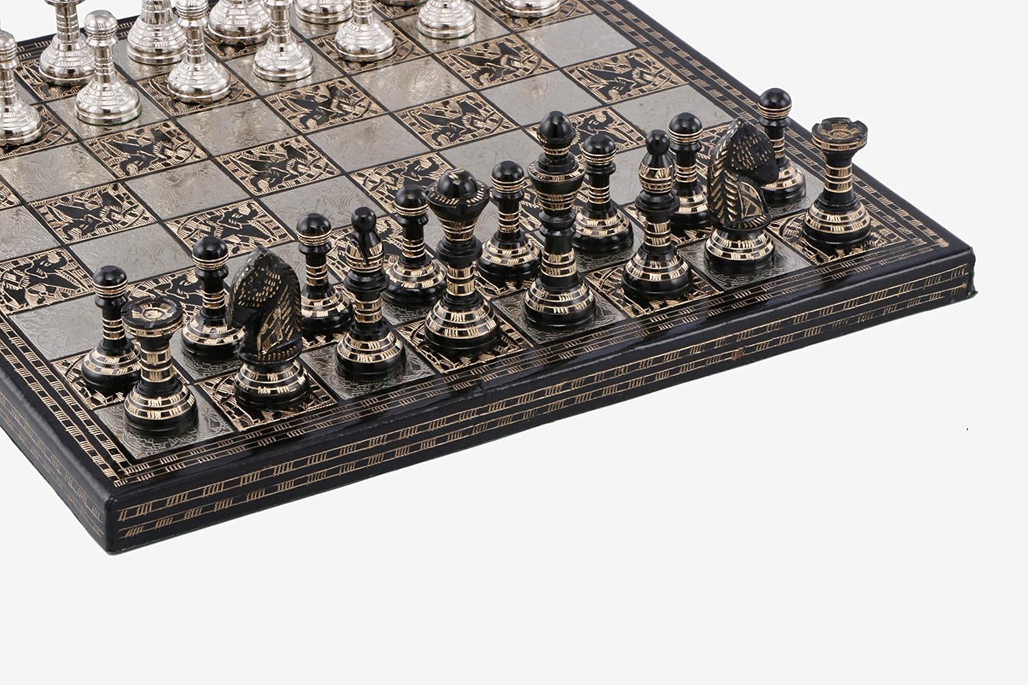 Luxury & Decorative Premium Board Chess Game Set | 12 x 12 Inches | Black & Silver | Collectible & Handmade Chess Set for Professionals & Adult for Tournament/for Gifting by INDUS LIVING