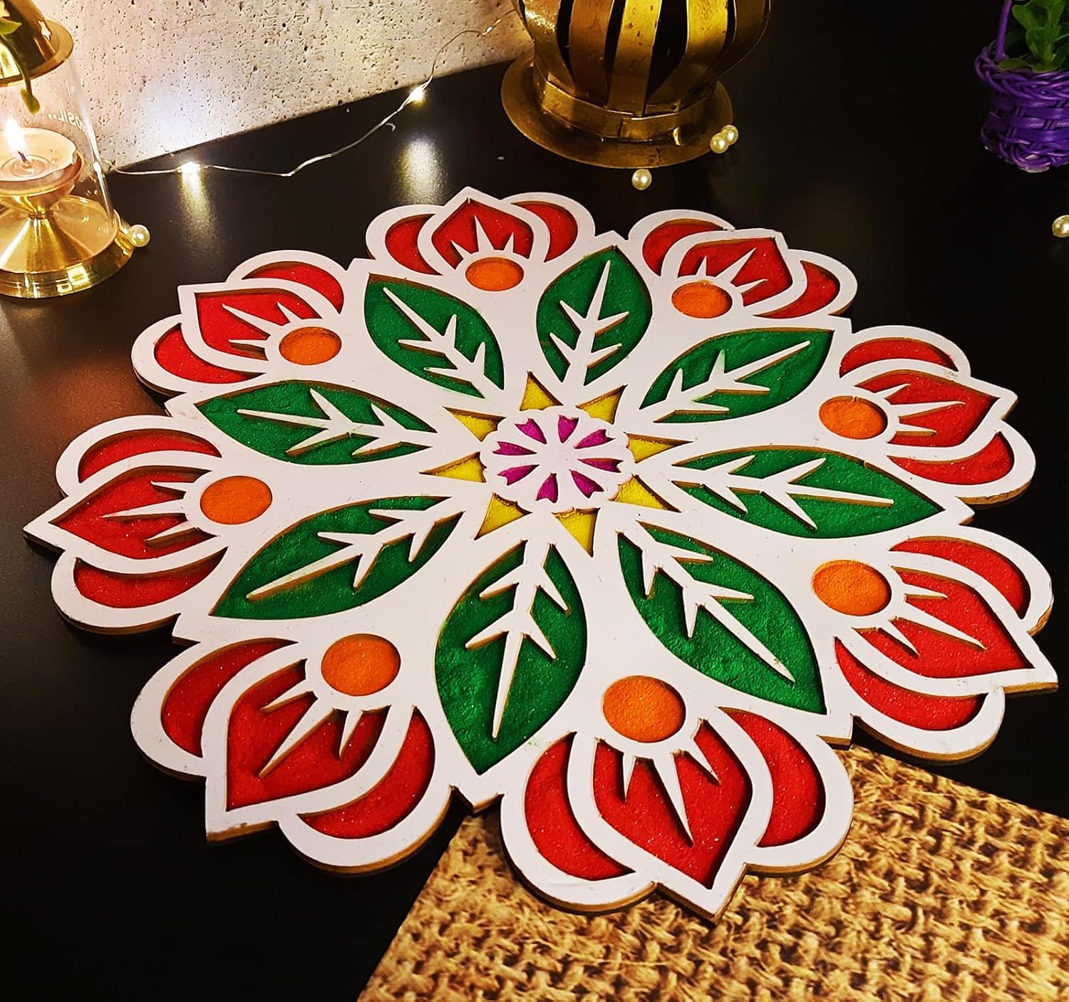 CRAFTY WHEELS 11 inch Portable Rangoli Stencil Mat Reusable Template for Rangoli Making On Floor with Color Atta Grain. Decoration for Stairs House Entrance Navratri Diwali Pongal Ganpati Pooja(RND6) (B0DGFBBSY4) Amazon Price History, Amazon Price Tracker