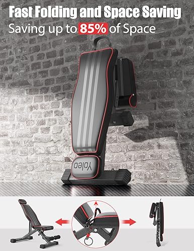 Miniatura 4 de Yoleo Adjustable Weight Bench, 660LB Workout Bench Press with Extended Head and Spine Support, Fast Folding Gym Bench Incline Decline Flat Bench for