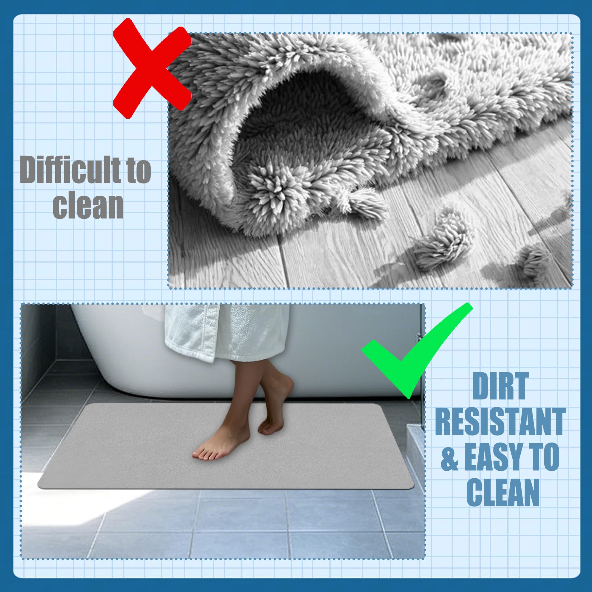 Alfombra Baño Diatomita 115 x 125 cm Super Absorbente Alfombrilla de Ducha Antideslizante Higiénico y Funcional para Bañera, Ducha, Cuarto de Baño y Cocina, Rosa