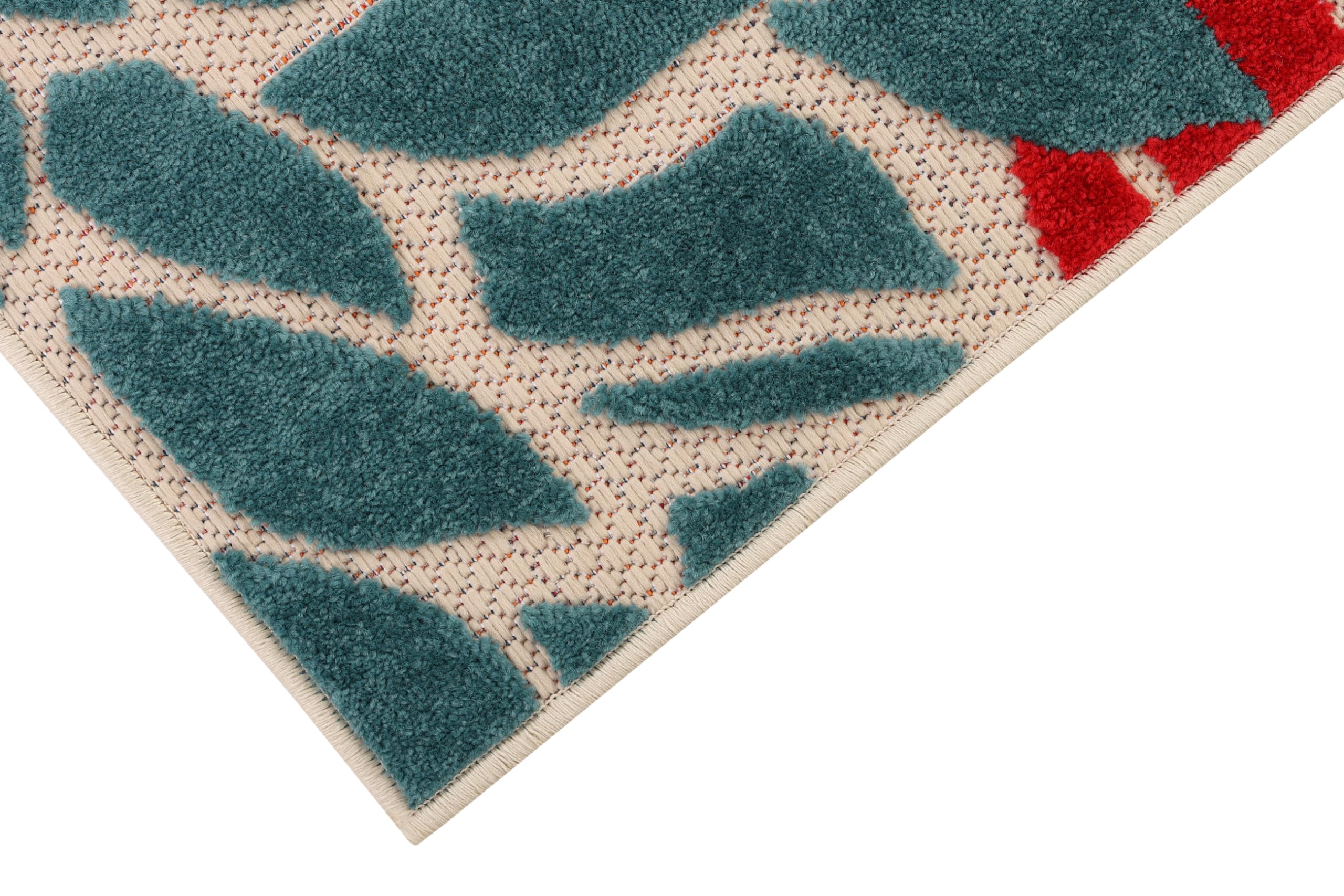 TAPISO Patio Tapis d'Extérieur Beige Multicolore Coloré Fleurs, Résistant aux Intempéries et Facile d'entretien, Anti-UV – Idéal pour Terrasse, Balcon et Jardin 90 x 150 cm