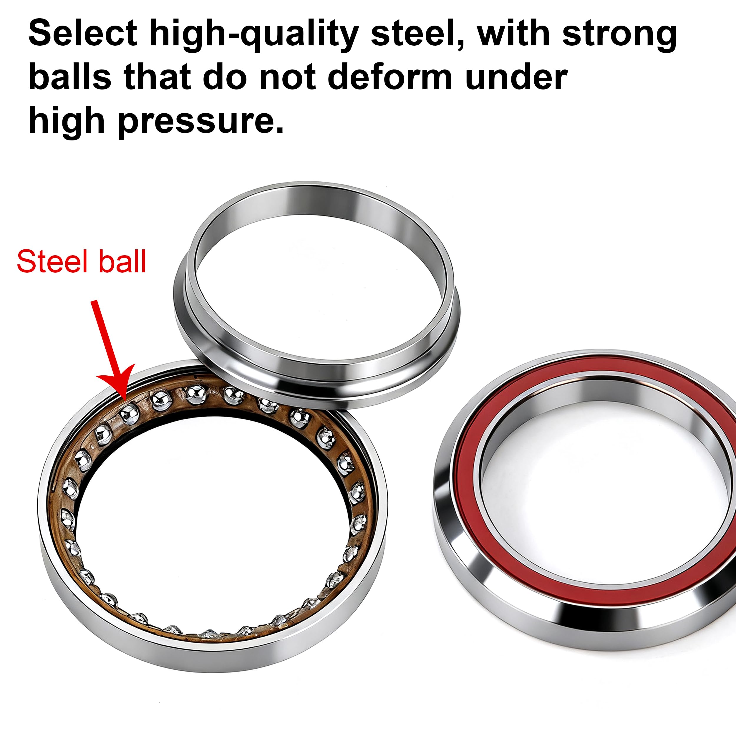 Tunejoy Cuscinetto Cuffia per Bici da 41,8 mm Cuscinetti Sterzo per Bicicletta in Acciaio per Mountain Bicicletta 2 Pezzi