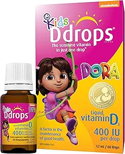 Ddrops Kids 400 IU 60 drops - Liquid Vitamin D3 Supplement for Children. Support Strong Bones &amp; Immune System