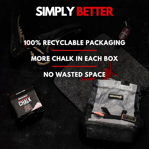 SURVIVOR Gym Chalk - Chalk Powder for Climbing, Lifting, Gymnastics & More
