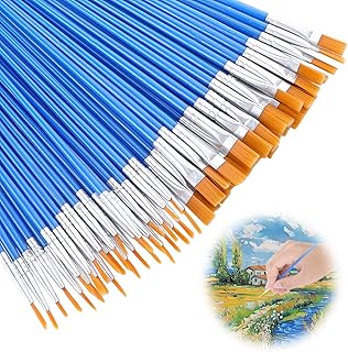 60 PCs Pinsel Set Schule Pinselset Schule 1. Klasse Borstenpinsel Set Pinselset Acrylfarben Pinsels Brushes Feine Pinsel Malerpinsel Flachpinsel für Acrylfarben Acrylpinsel Acryl Pinsel-Set