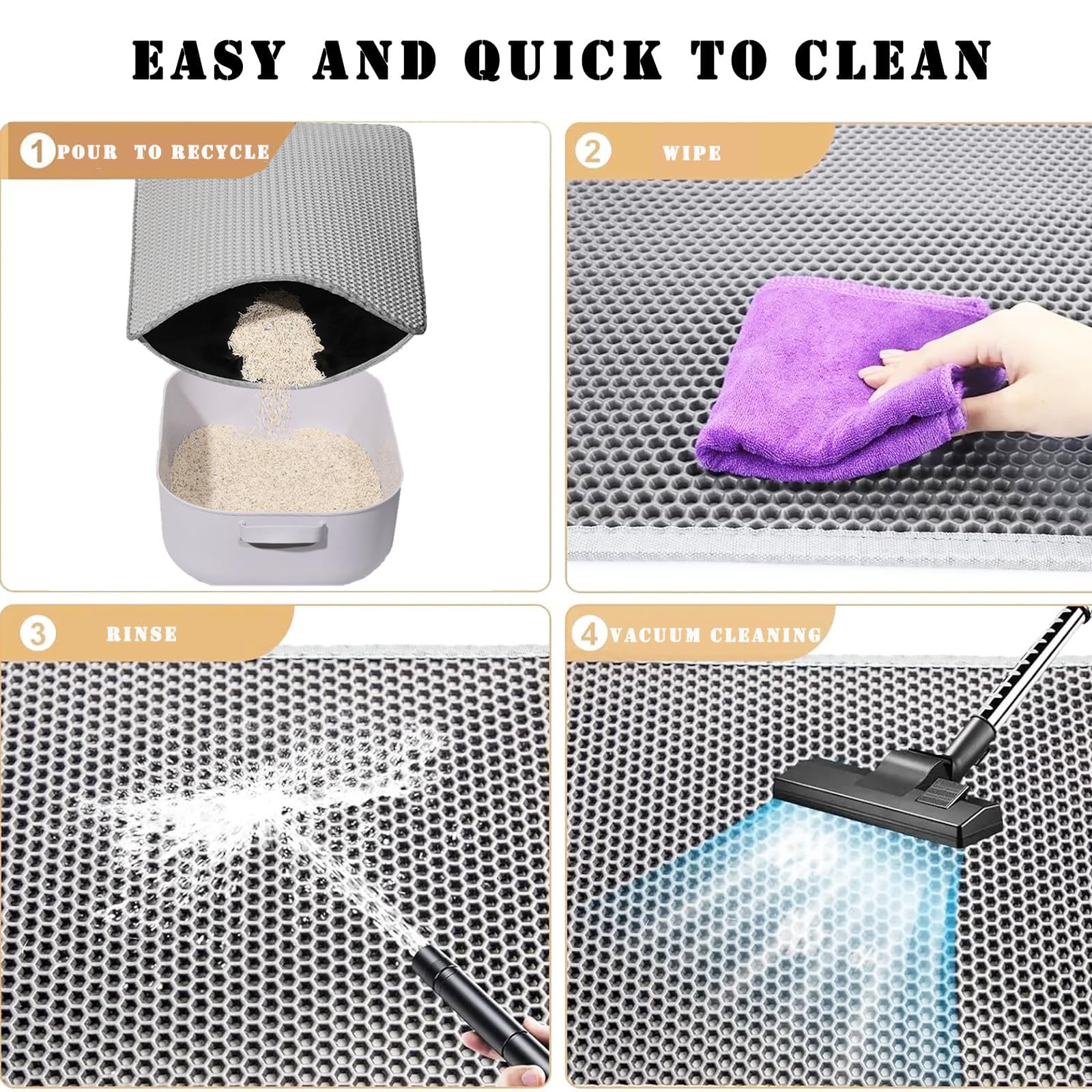 2er Set in Grau Katzenklo Matte, Katzenzubehör, Katzenstreu Matte Mit Textilumrandung, Ideal Für Kleine Räume, Einfache Reinigung,Ideal Als Katzenklo Unterleger Für Stressfreie Pflege