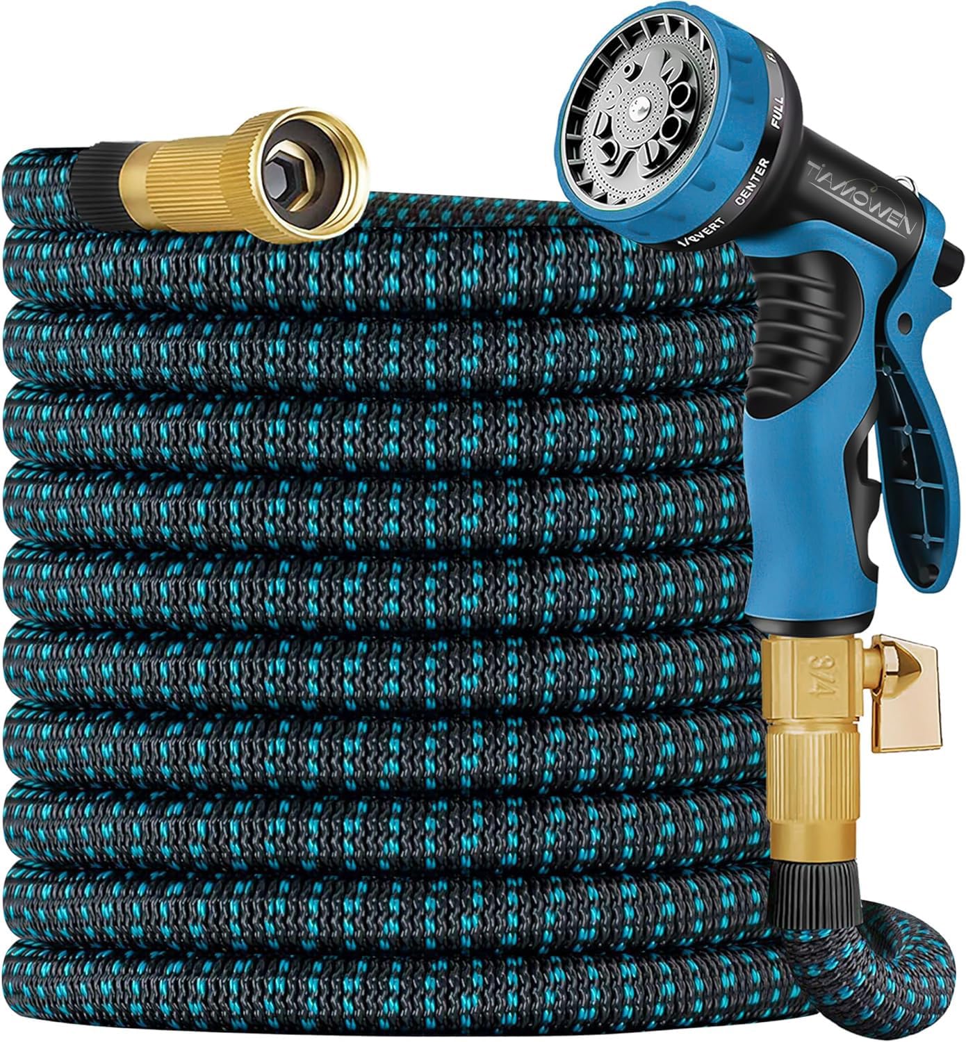 100FT Expandable Garden Hose - with 10-Function Nozzle - Lightweight, No-Kink, Durable 4-Layer Design, Leak-Proof Brass Connectors, Flexible Retractable Water Hose