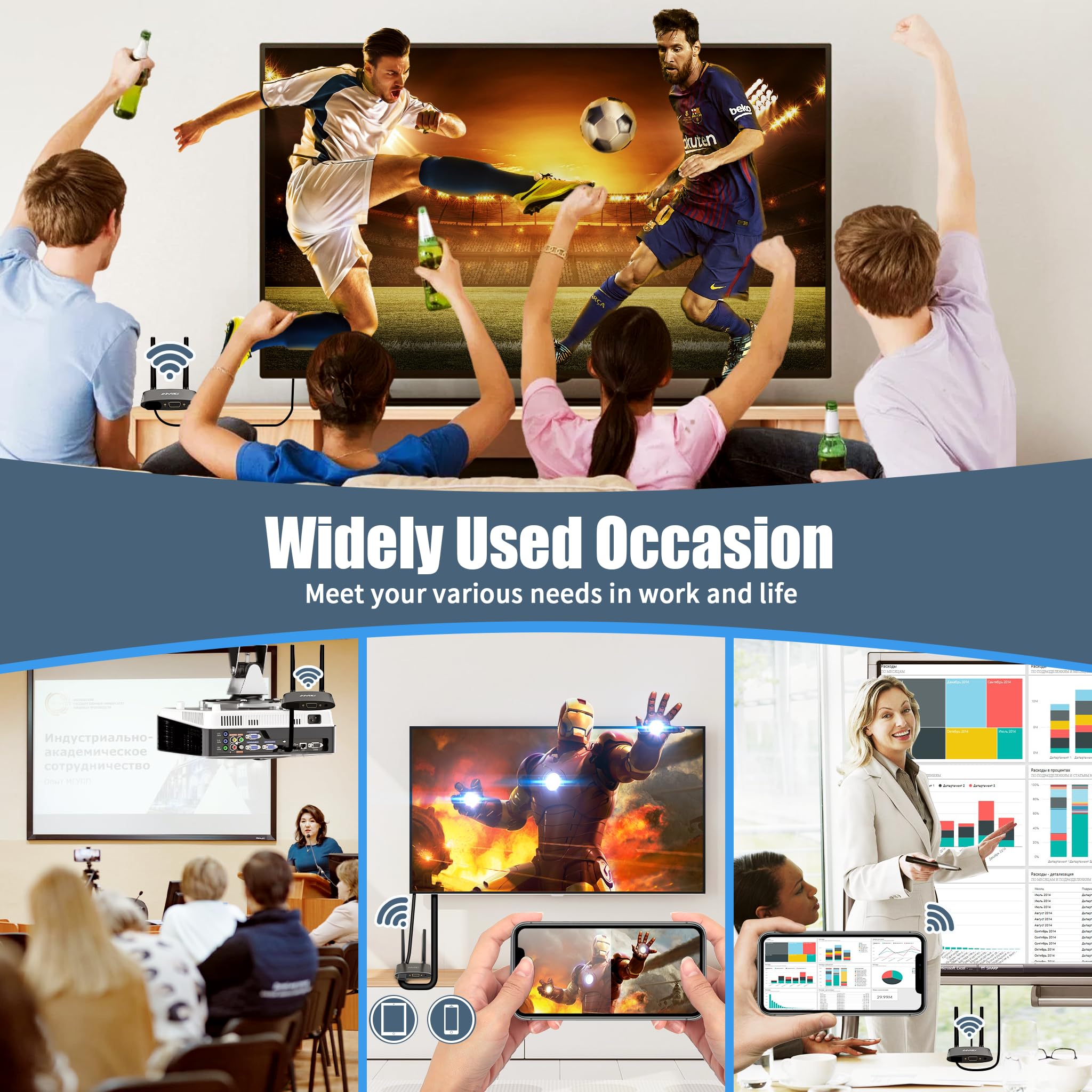 TIMBOOTECH HDMI/USB-C Emetteur, 2 en 1 Transmetteur HDMI sans Fil pour Le Streaming Vidéo et Audio Depuis Une Caméra/PC/Phone vers Un Téléviseur HD/Projecteur/Moniteur
