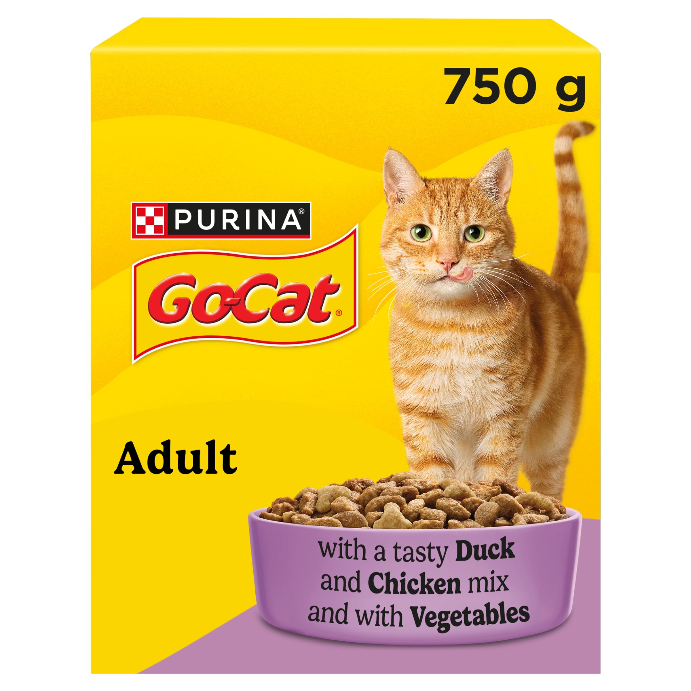 GO-CAT Adult Chicken and Duck Dry Cat Food 750g (Pack of 5)