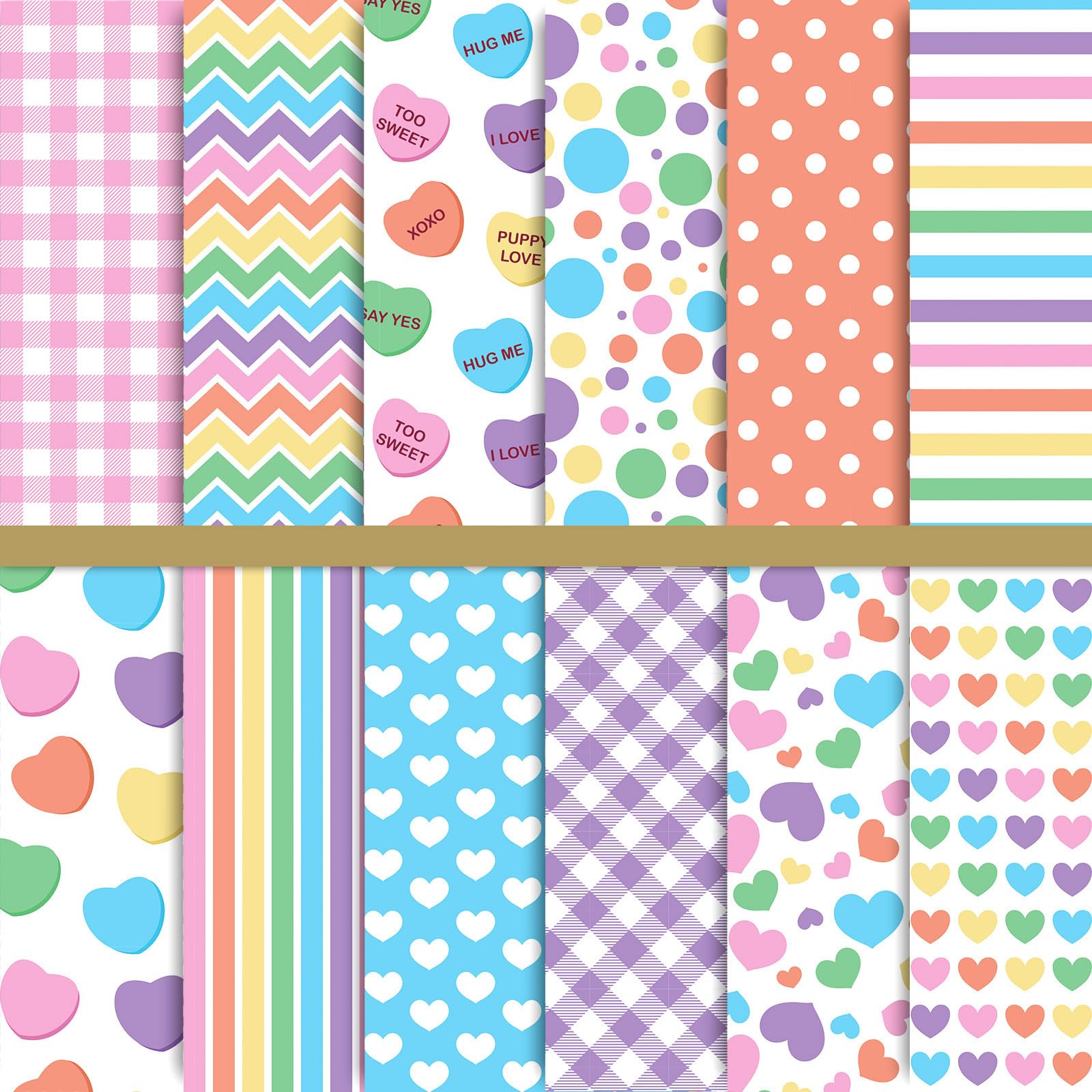 Whaline 60pcs Valentine's Day Pattern Paper A5 Size 12 Designs Double-Sided Craft Paper for DIY Card Making & Scrapbook