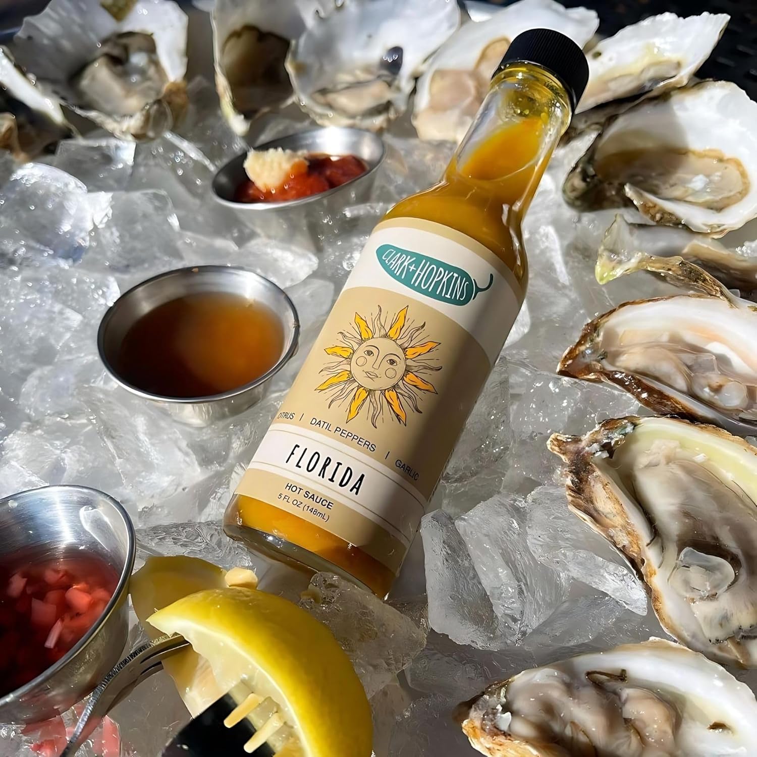 Clark + Hopkins Florida Hot Sauce, Florida's Fruity Sweet and Intense Heat, with Citrus, Datil Peppers & Garlic Flavor, 5 Ounce (12 Pack)