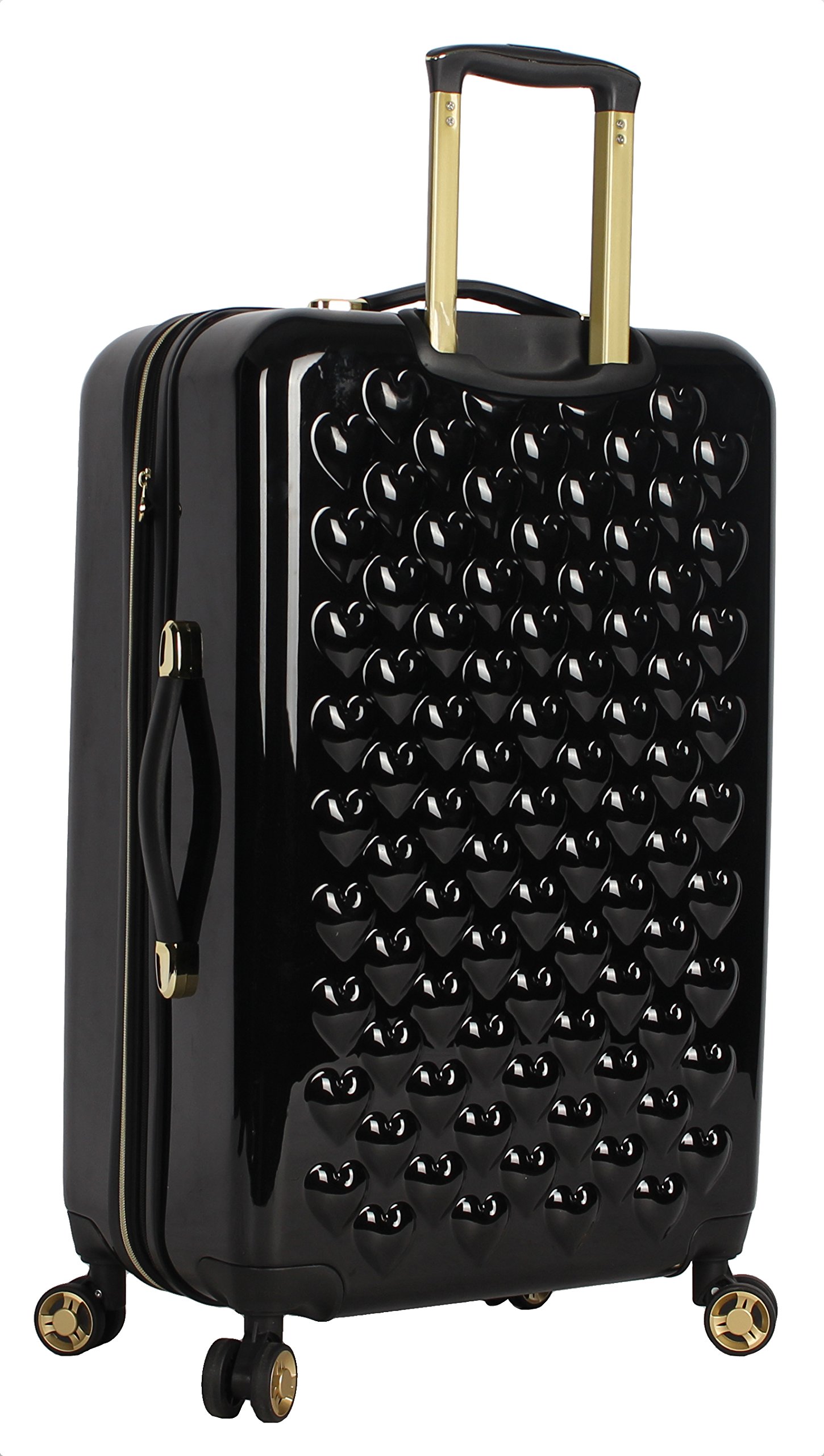 Betsey Johnson Designer Luggage Collection - Expandable 3 Piece Hardside Lightweight Spinner Suitcase Set (): Heart to Heart Black