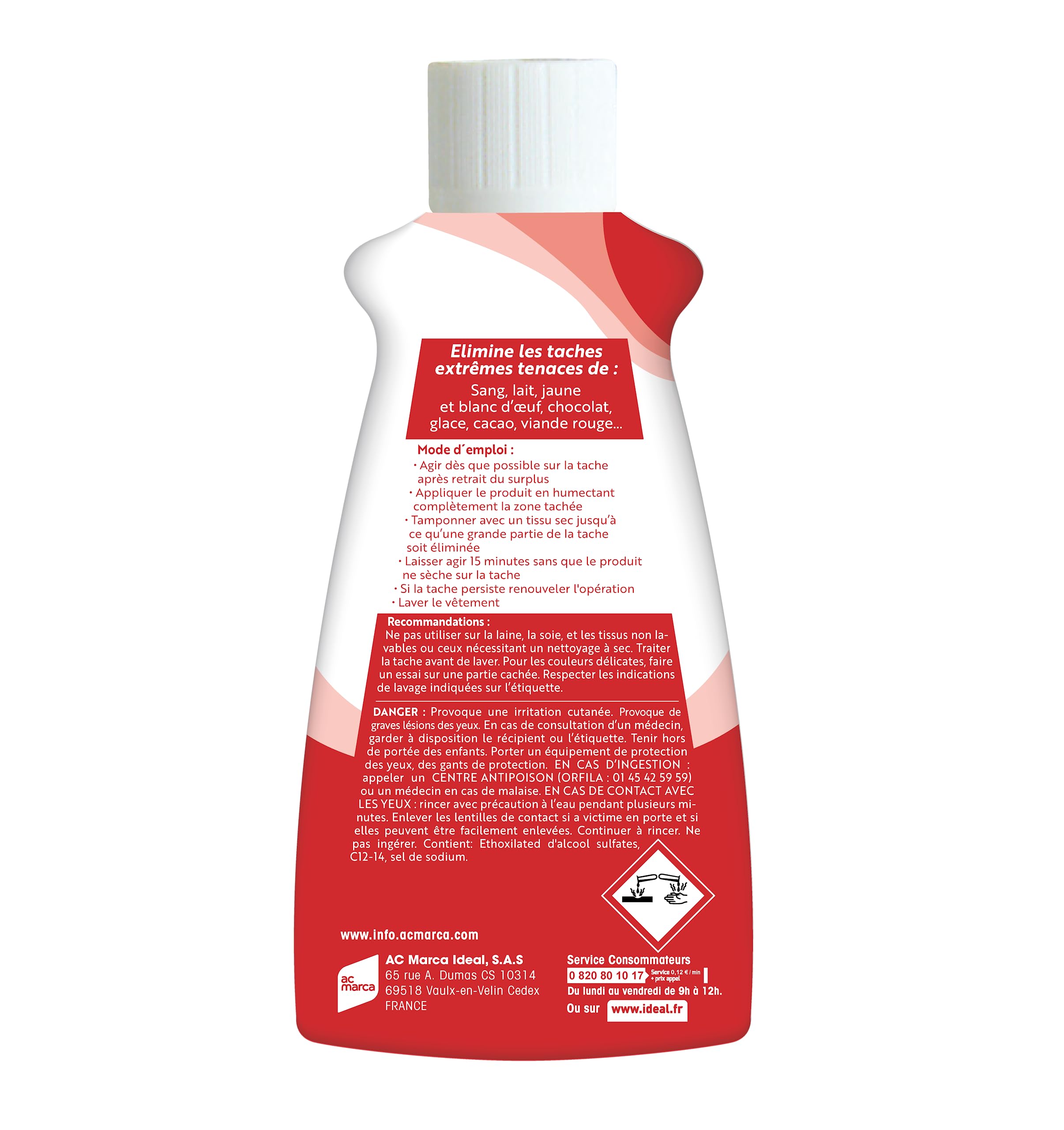 IDEAL - Rubigine, Détachant Sang Oeuf Chocolat, 100 ml - lot de 4 - Détachant Extrême, Efficace sur Tous les Textiles Lavables, Préserve la Fibre des Textiles - Fabrication Française
