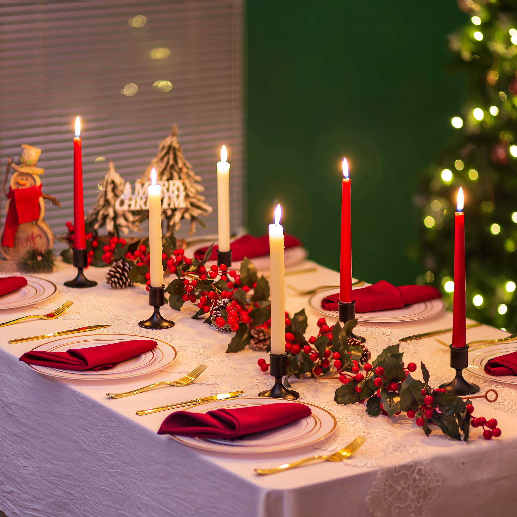 Sziqiqi Portacandele Candelabro Nero per Matrimonio - Portacandele in Metallo Candeliere Decorativo Candelabro per Centrotavola di Nozze Natalizio Tavola Caffè Decorazione, 6 Pezzi, Stile 1