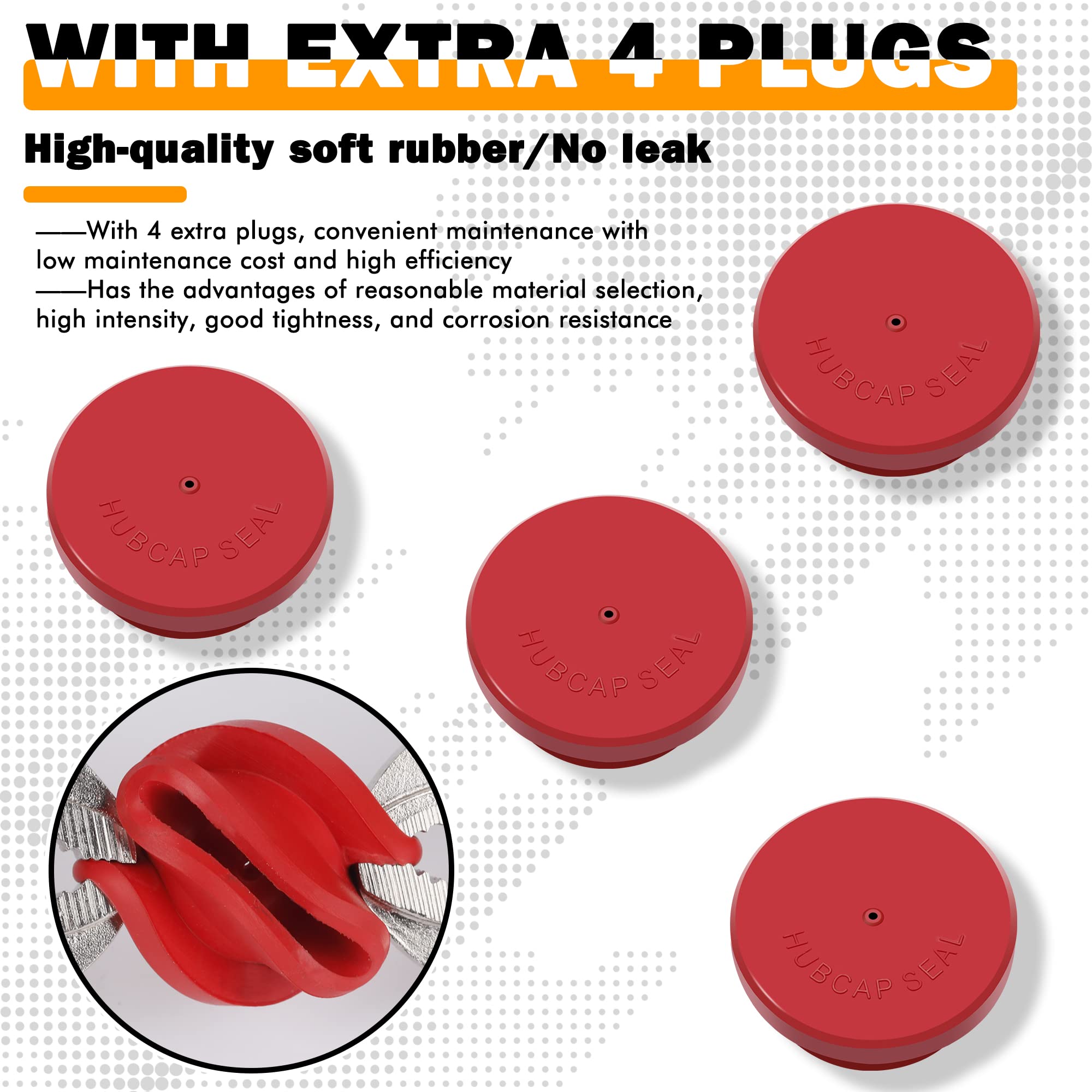 Hub Cap 3434024 Aluminum Hubcaps for Trailer Axle with Extra 4 Rubber Plugs and Gaskets Replaces Stemco 343-4024(Pack of 4)