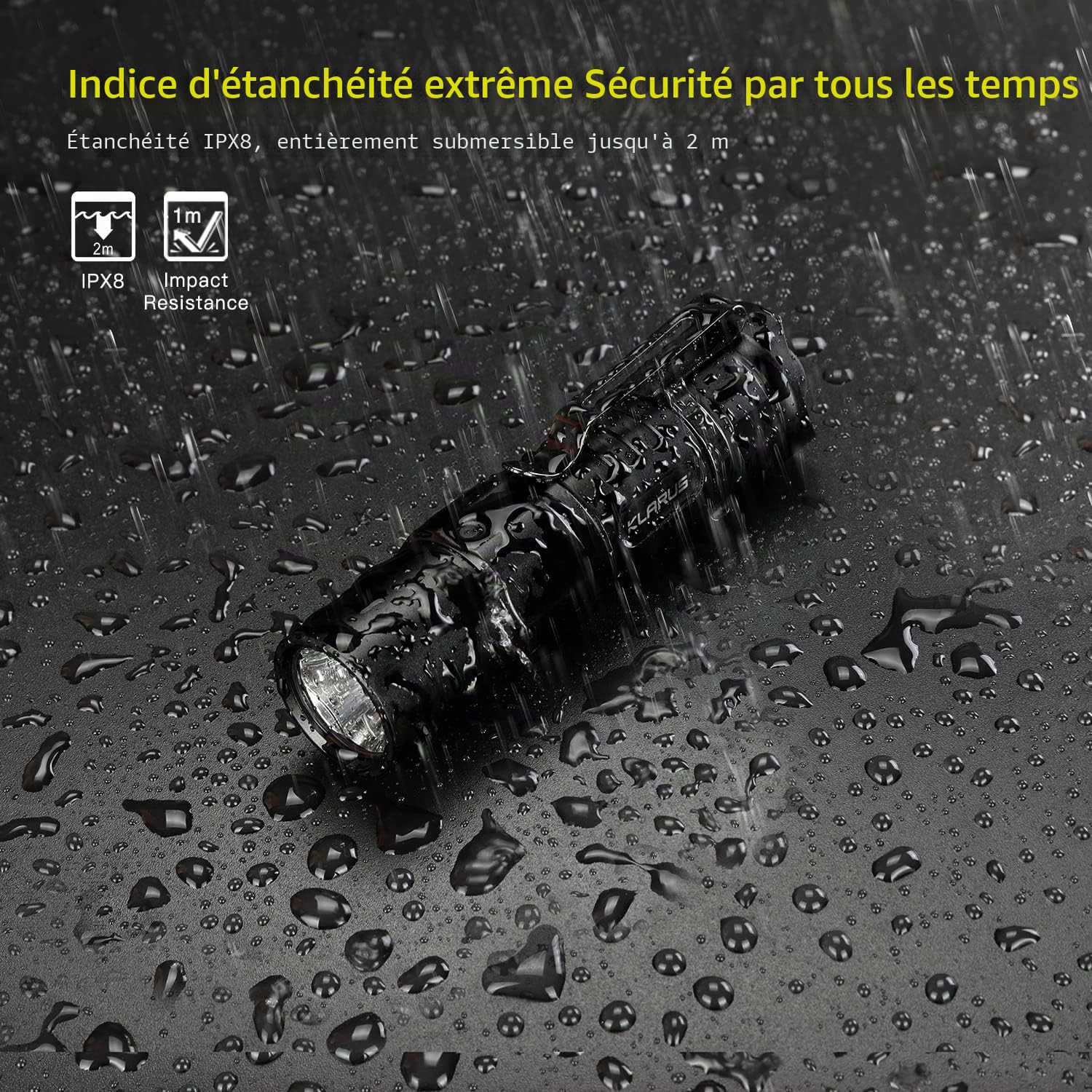 KLARUS XT1C Lampe de poche tactique rechargeable - 1000 lumens - Autonomie maximale de 150 heures - Contrôle tactique à double interrupteur